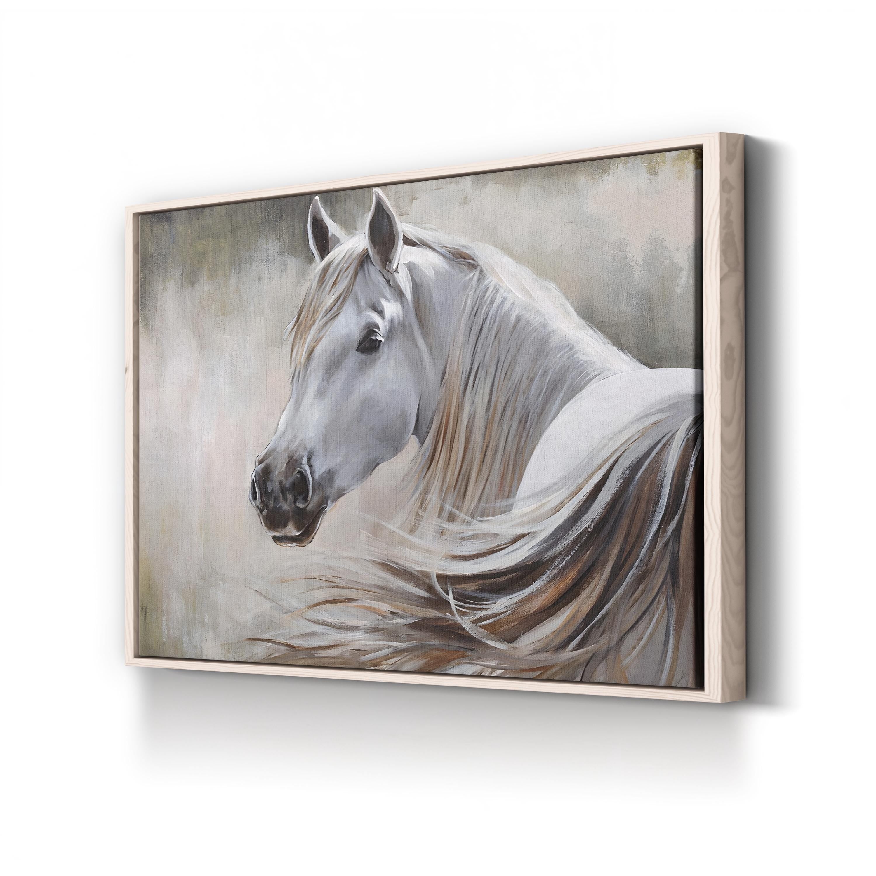 White Horse in Soft Light – Period Illustration Wall Art | Rustic Farmhouse Canvas Print