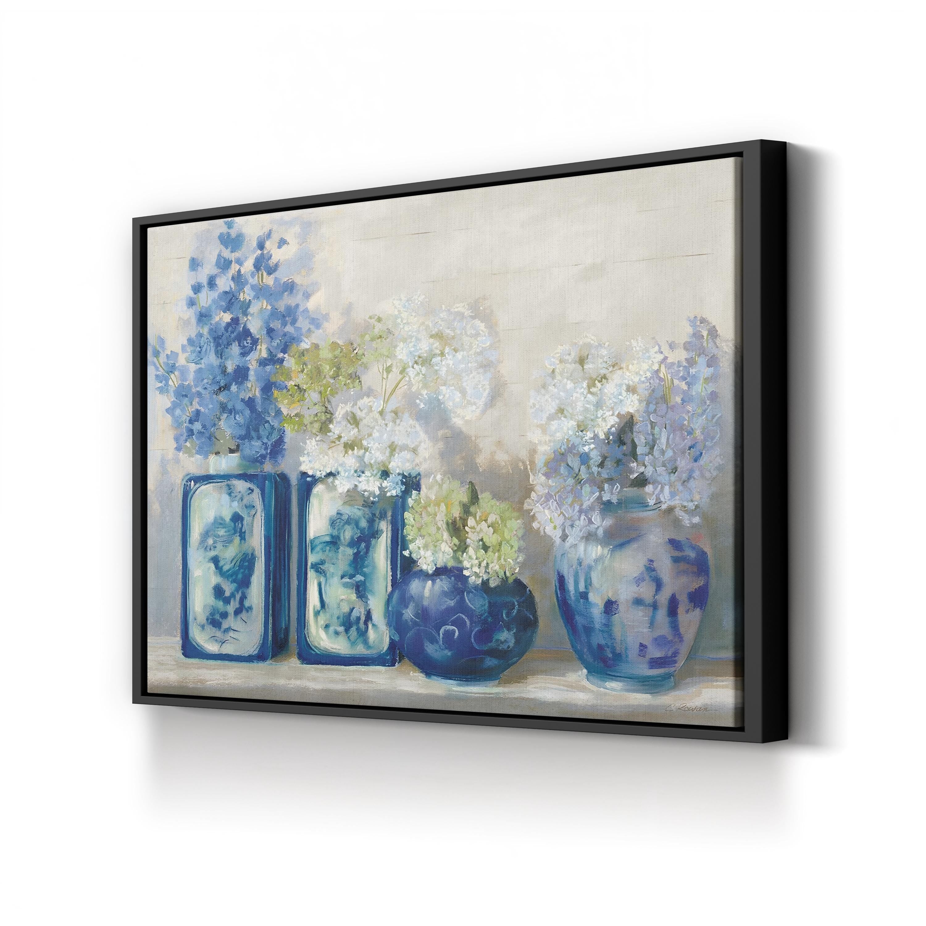 Lady’s Mantle on Shiplap Wall Art by Carol Rowan | Soft Green Botanical Still Life Canvas