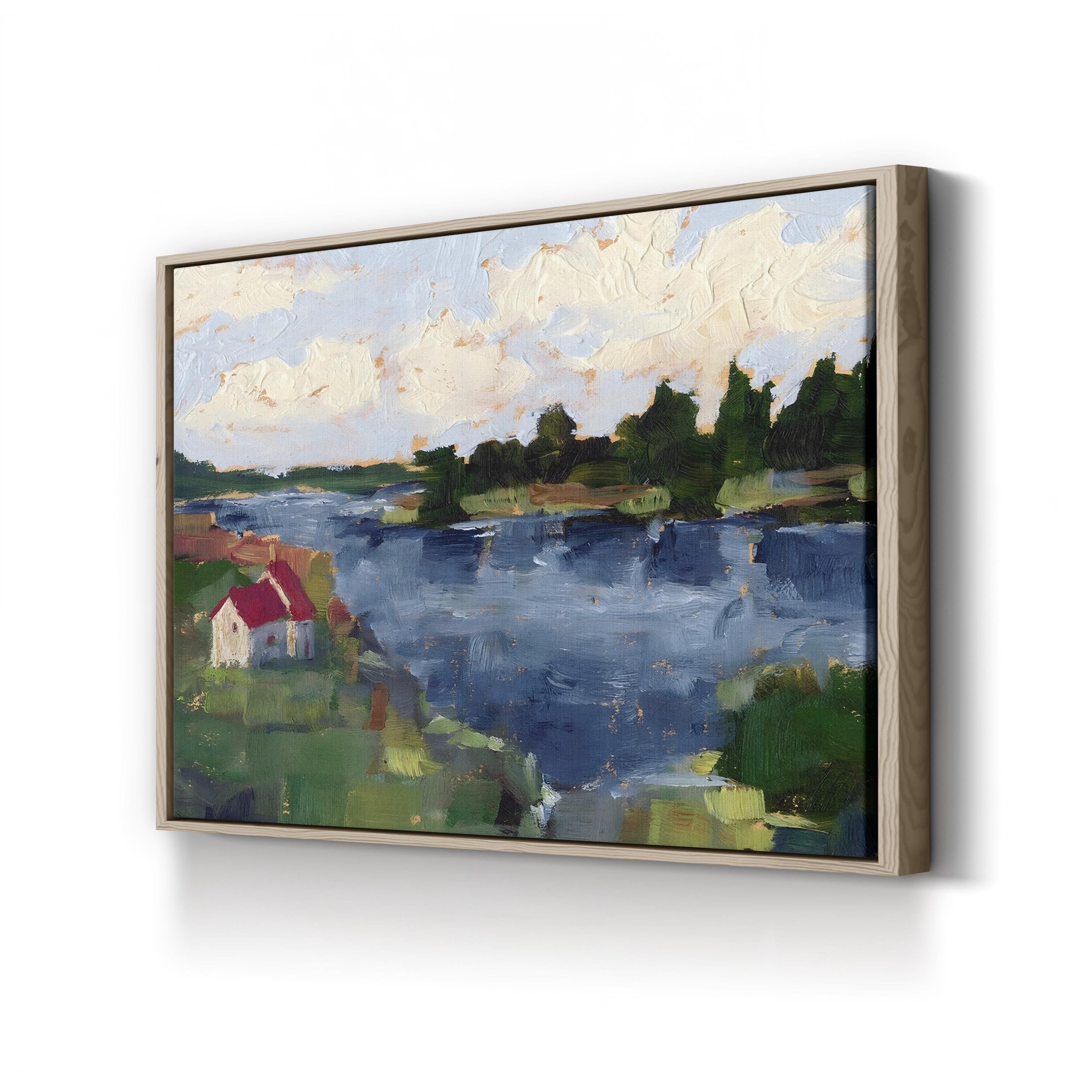 Lakeside Cottages I by Ethan Harper canvas print in Oak Framed Canvas