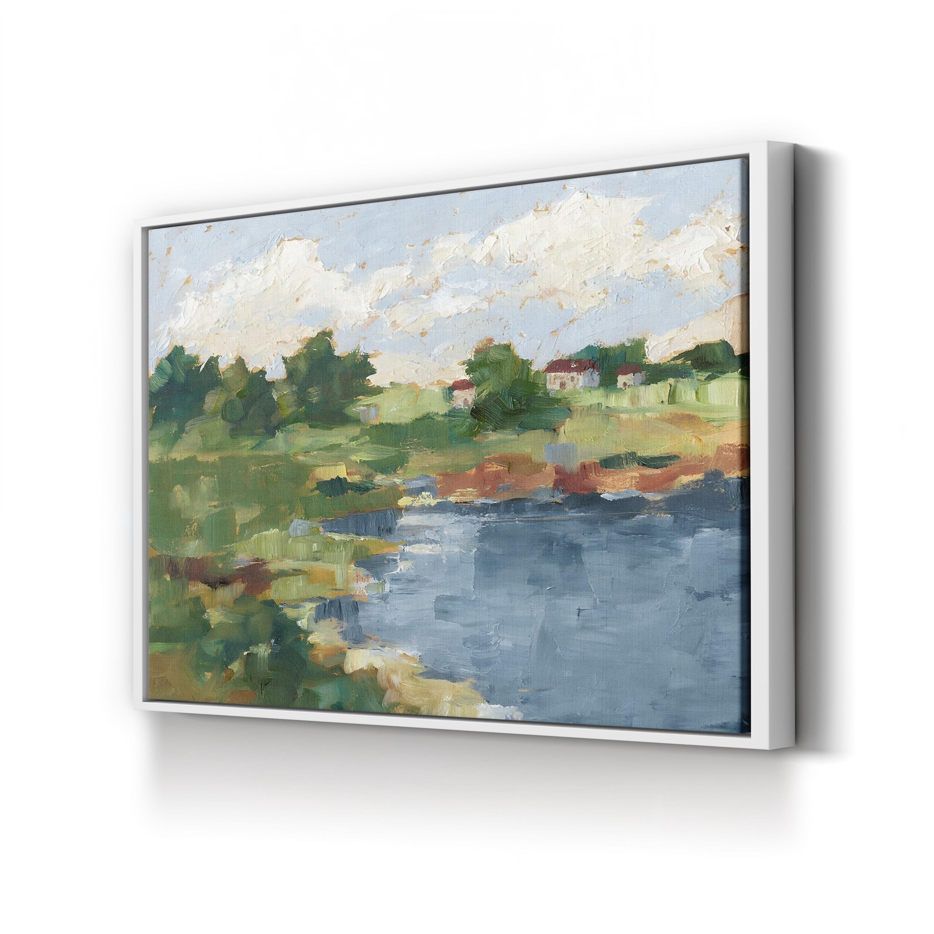 Lakeside Cottages III by Ethan Harper canvas print in white frame