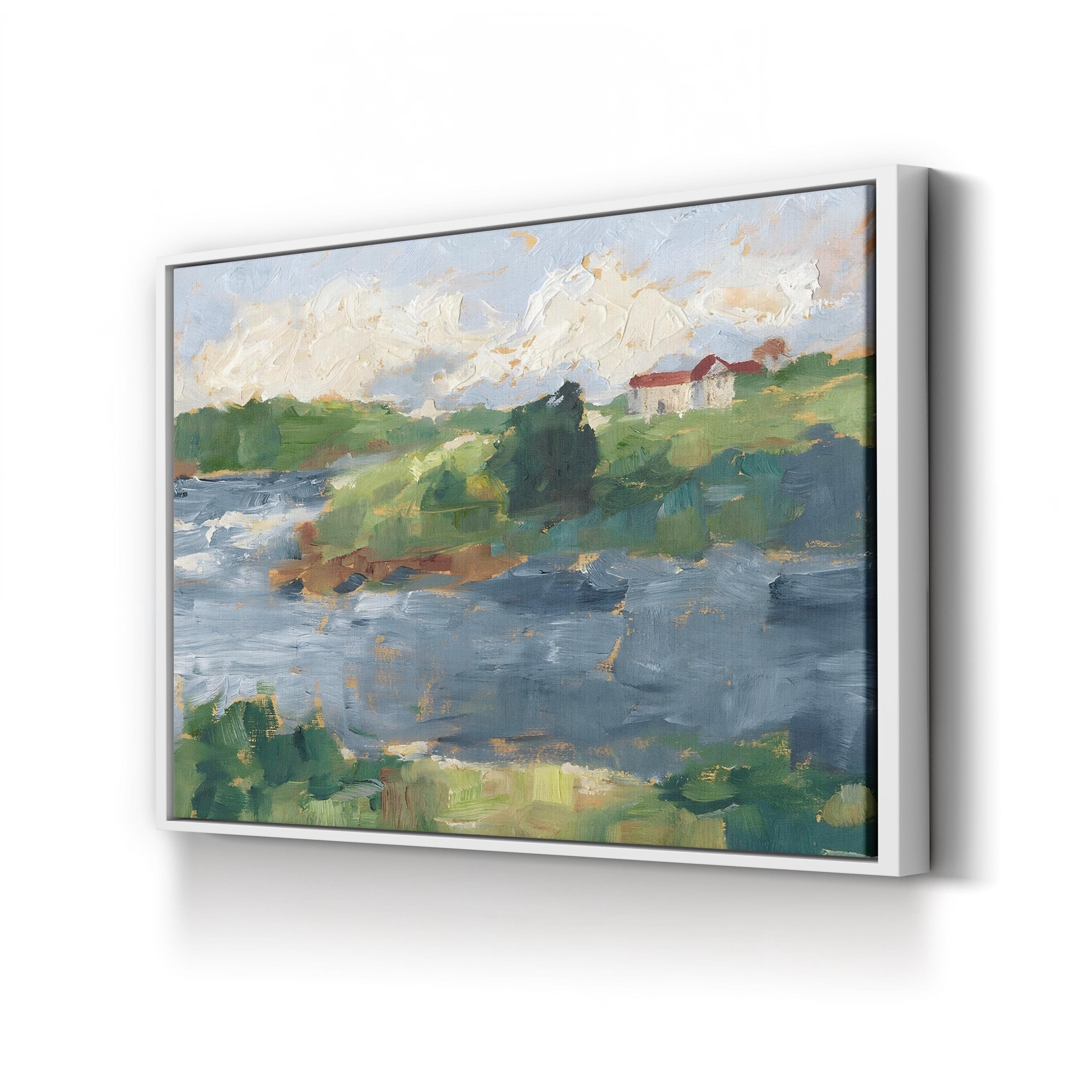 Lakeside Cottages IV by Ethan Harper canvas print in White Framed Canvas