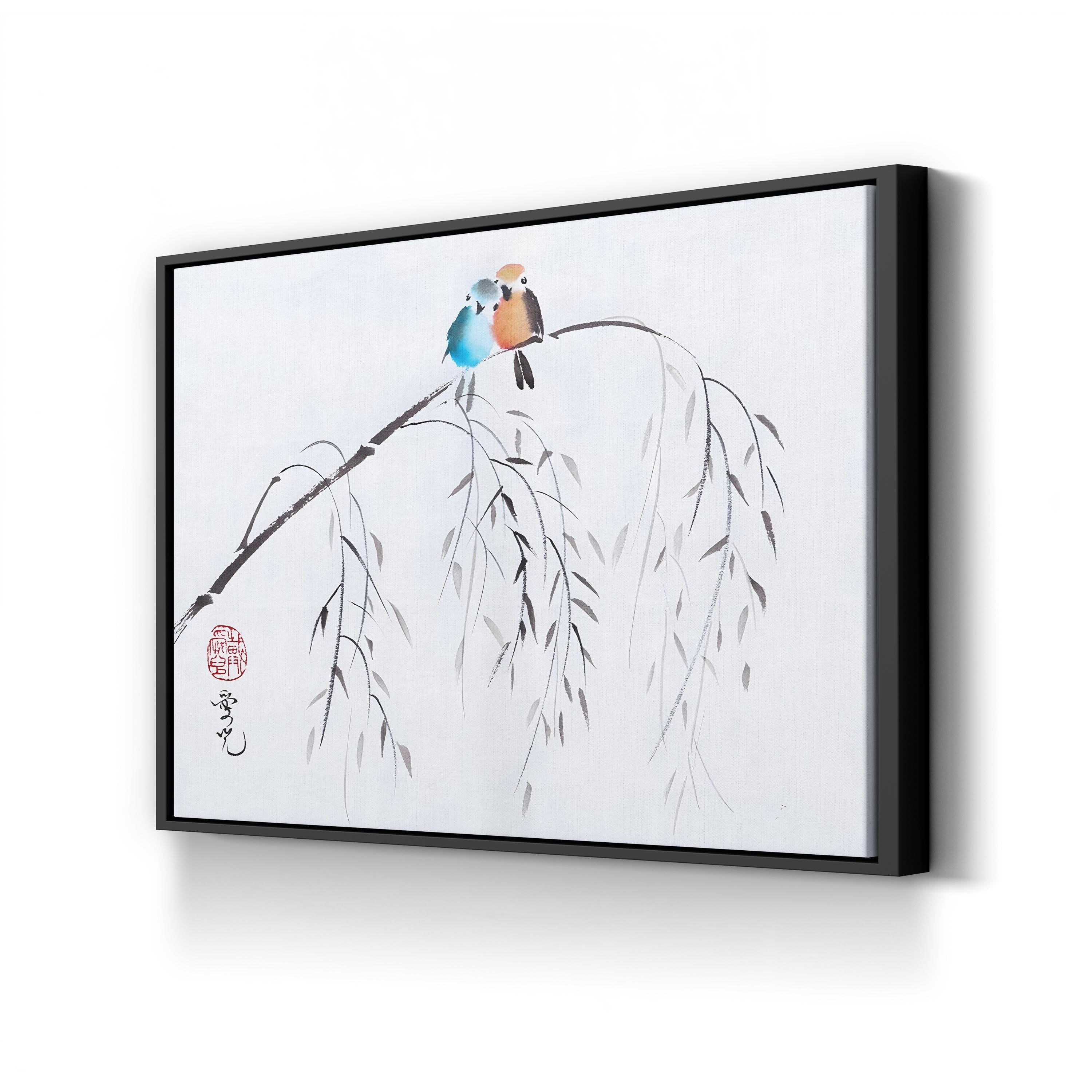 Watercolor Love Birds – Period Illustration Wall Art | Romantic Canvas Print