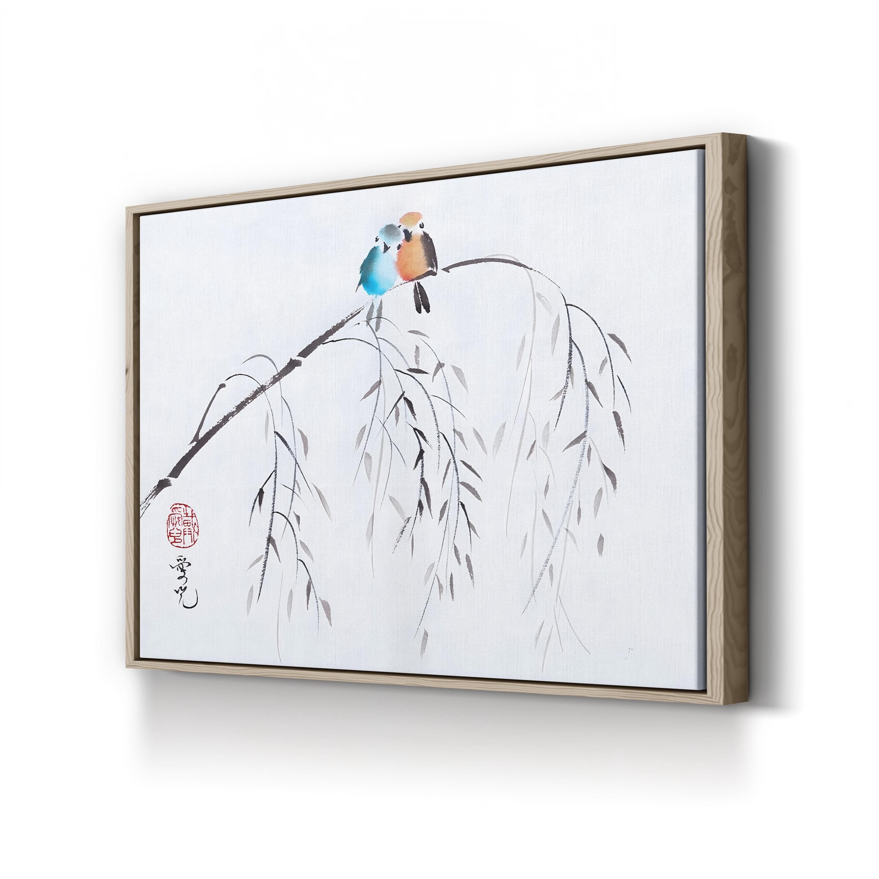 Watercolor Love Birds – Period Illustration Wall Art | Romantic Canvas Print