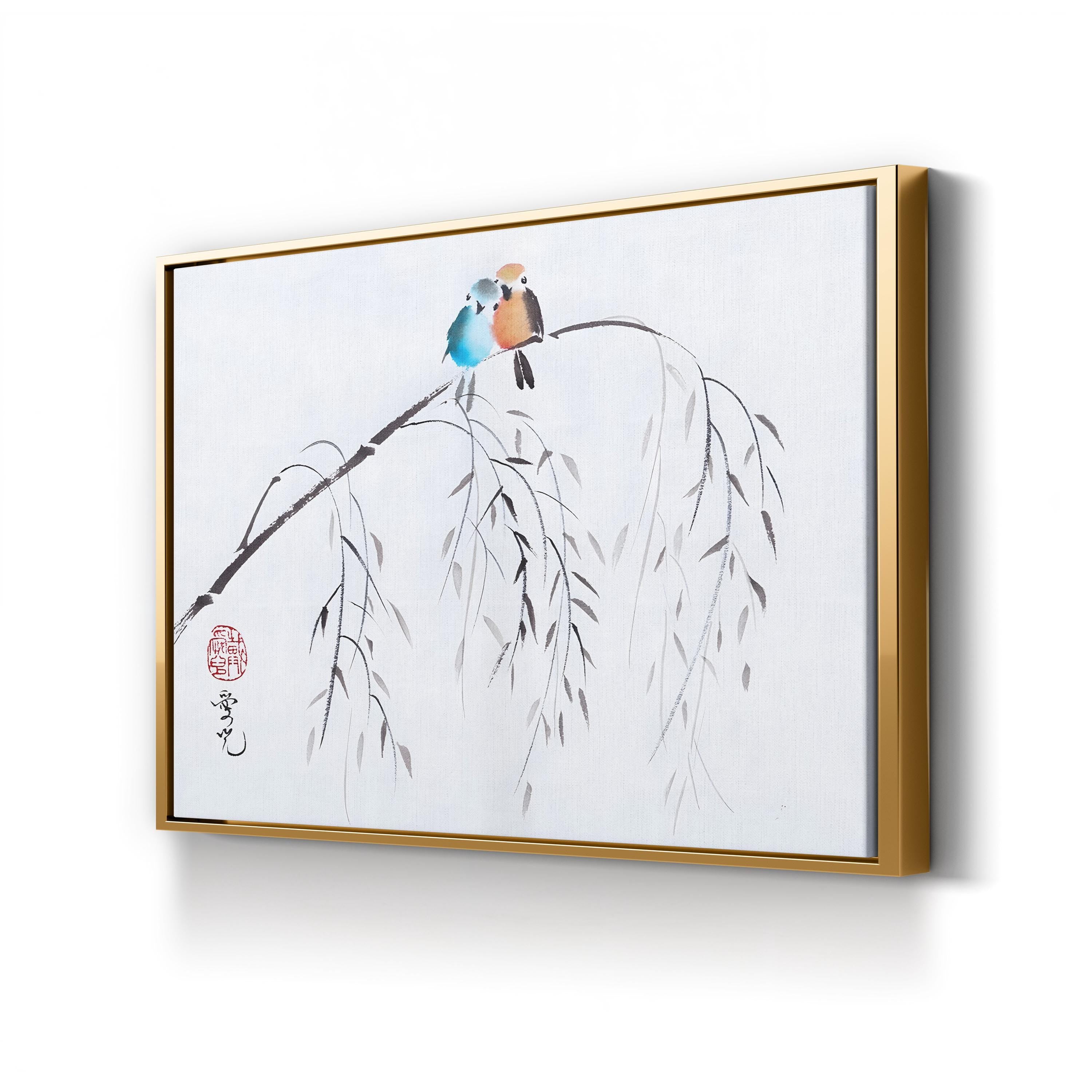 Watercolor Love Birds – Period Illustration Wall Art | Romantic Canvas Print