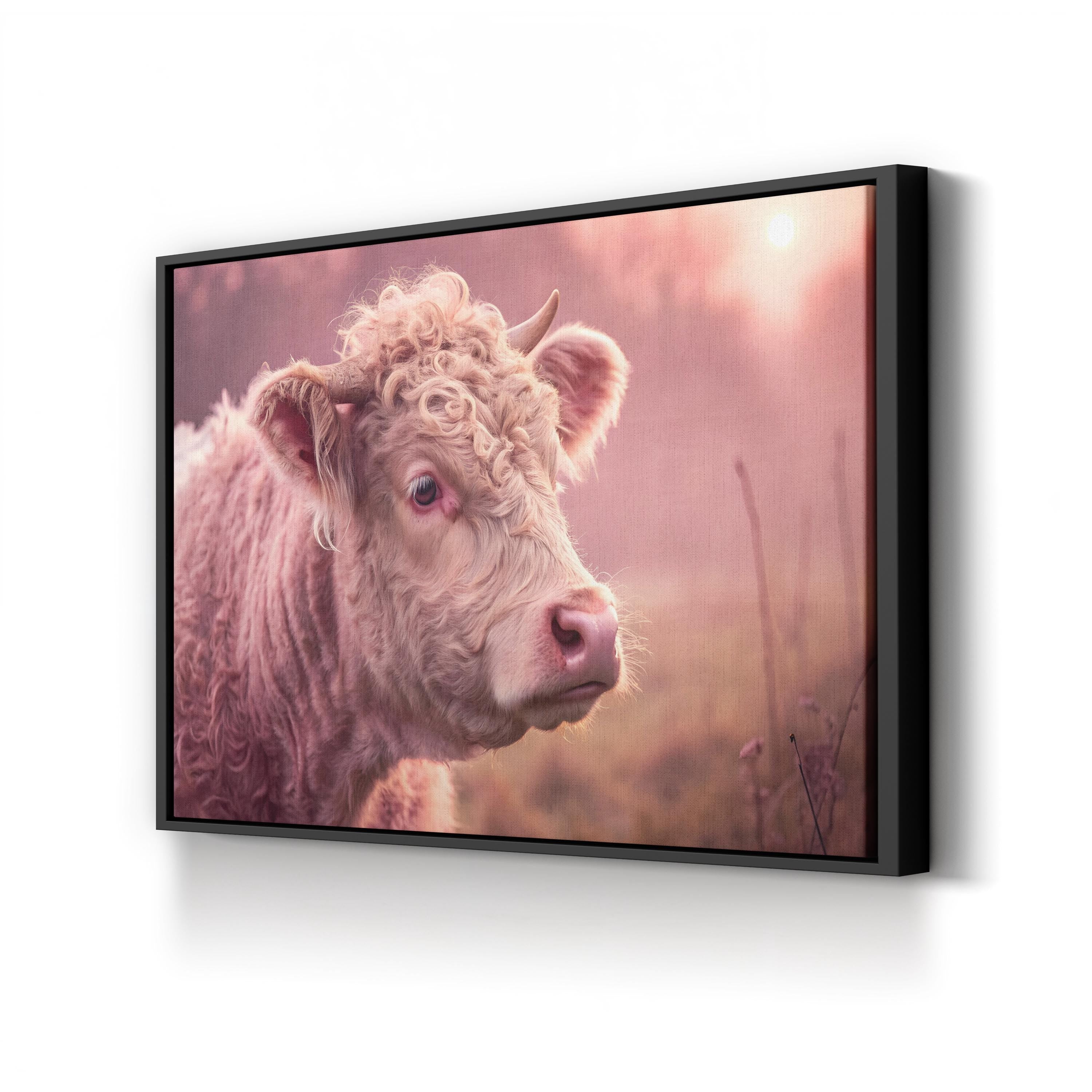 Calf Portrait Canvas – Neutral Farm Animal Wall Art