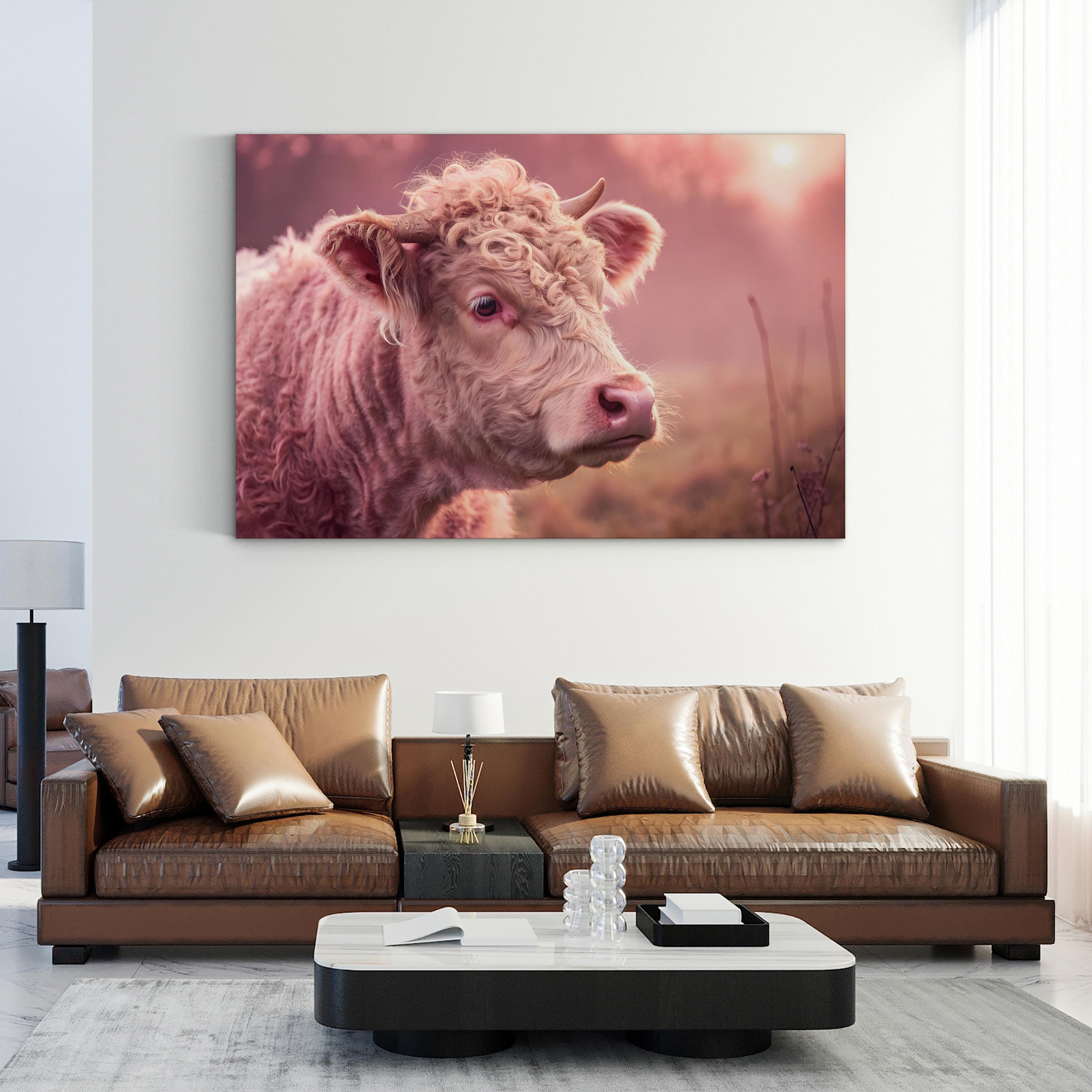 Calf Portrait Canvas – Neutral Farm Animal Wall Art