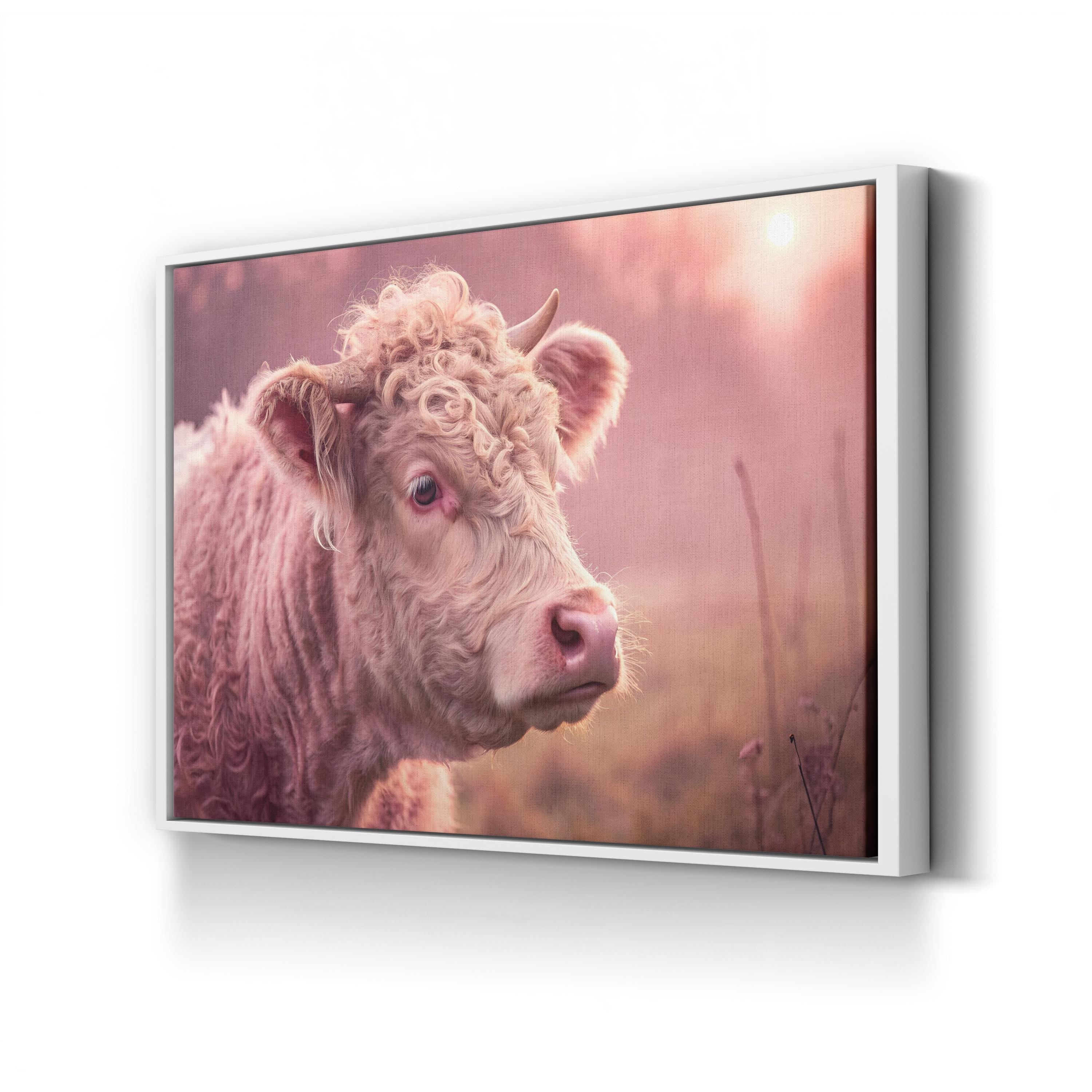 Calf Portrait Canvas – Neutral Farm Animal Wall Art