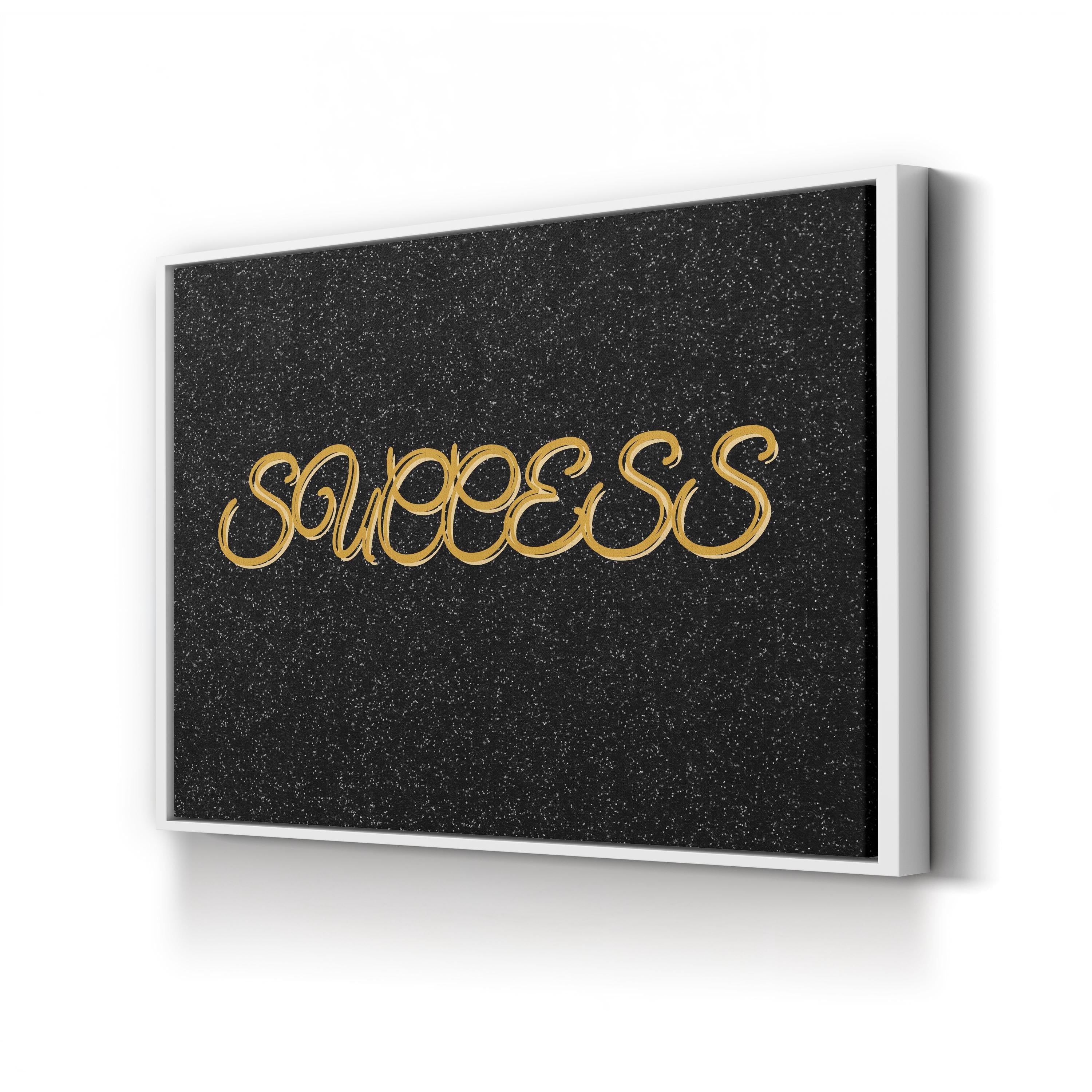 Success Calligraphy Wall Art | Black & Gold Inspirational Typography Canvas