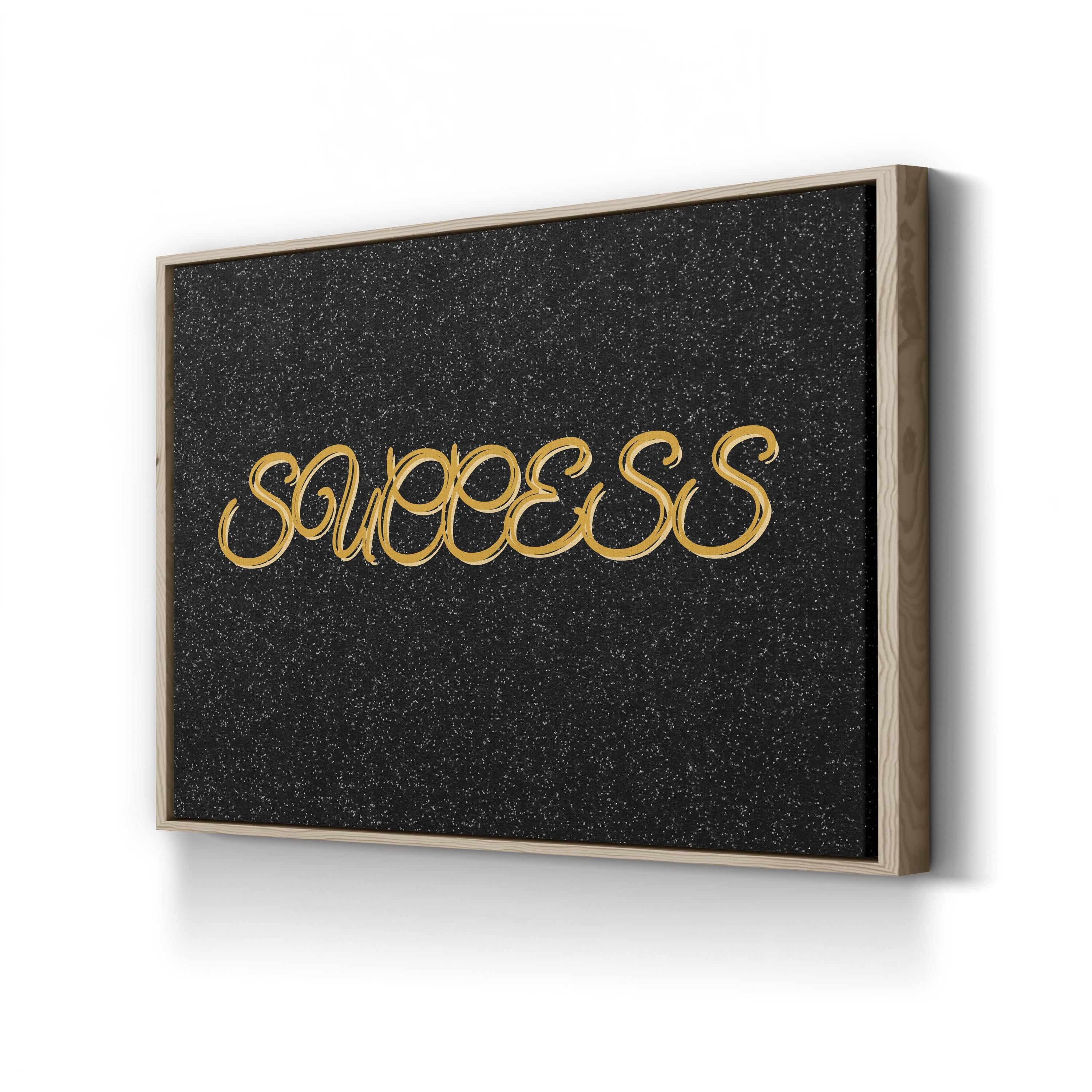 Success Calligraphy Wall Art | Black & Gold Inspirational Typography Canvas