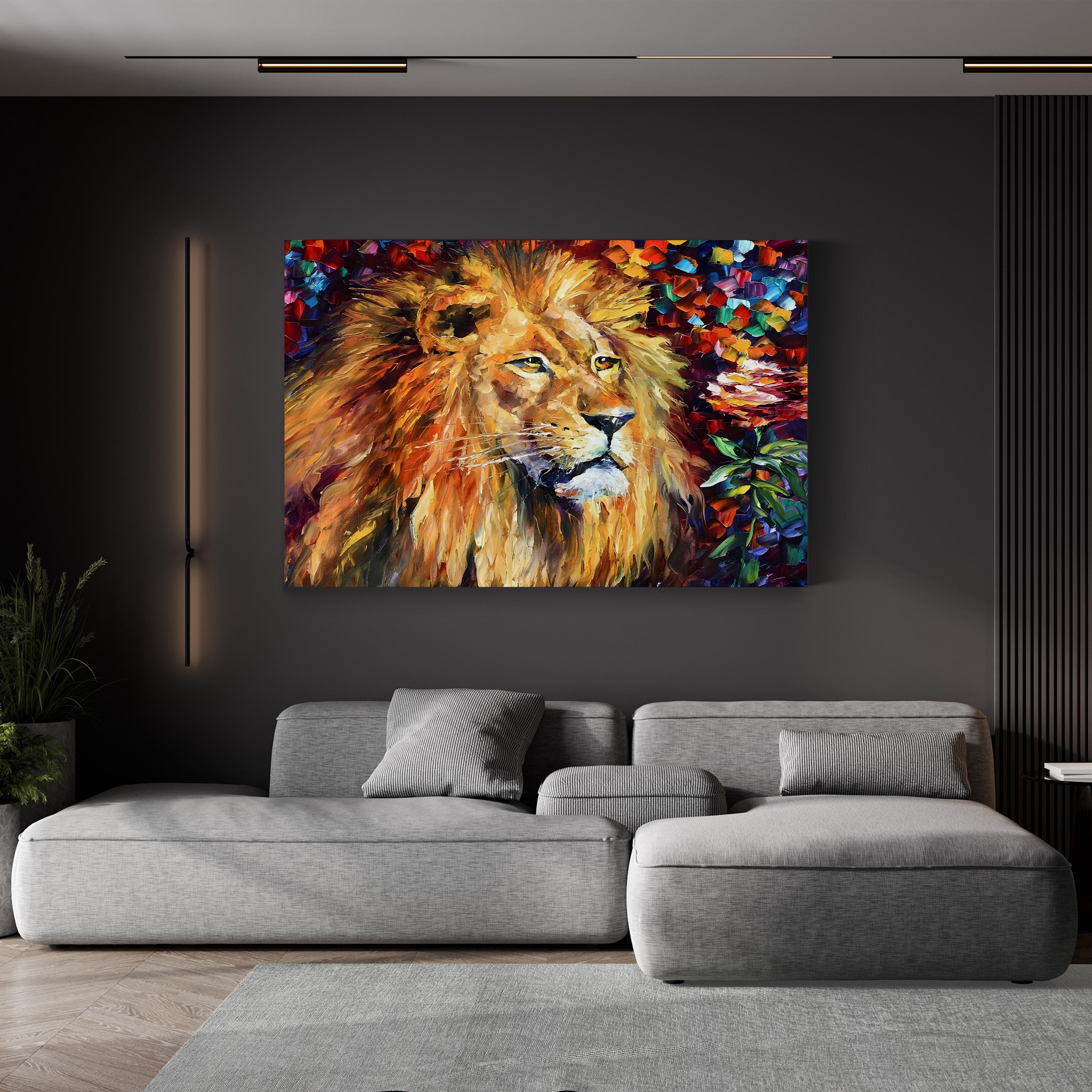 Lion of Zion Wall Art by Leonid Afremov – Contemporary Abstract Lion Painting