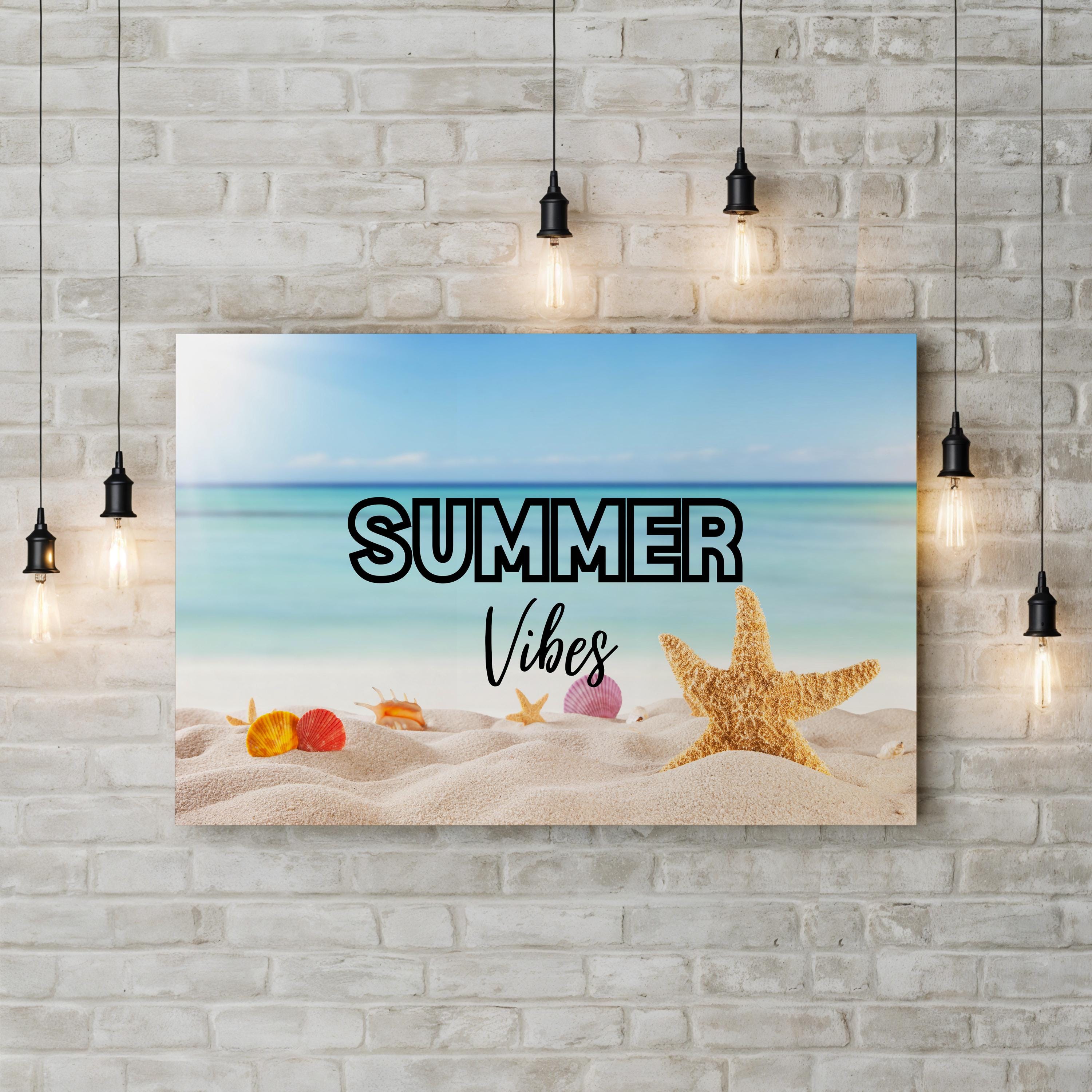 Coastal Canvas Print — Summer Beach Vibes Ocean Typography Art