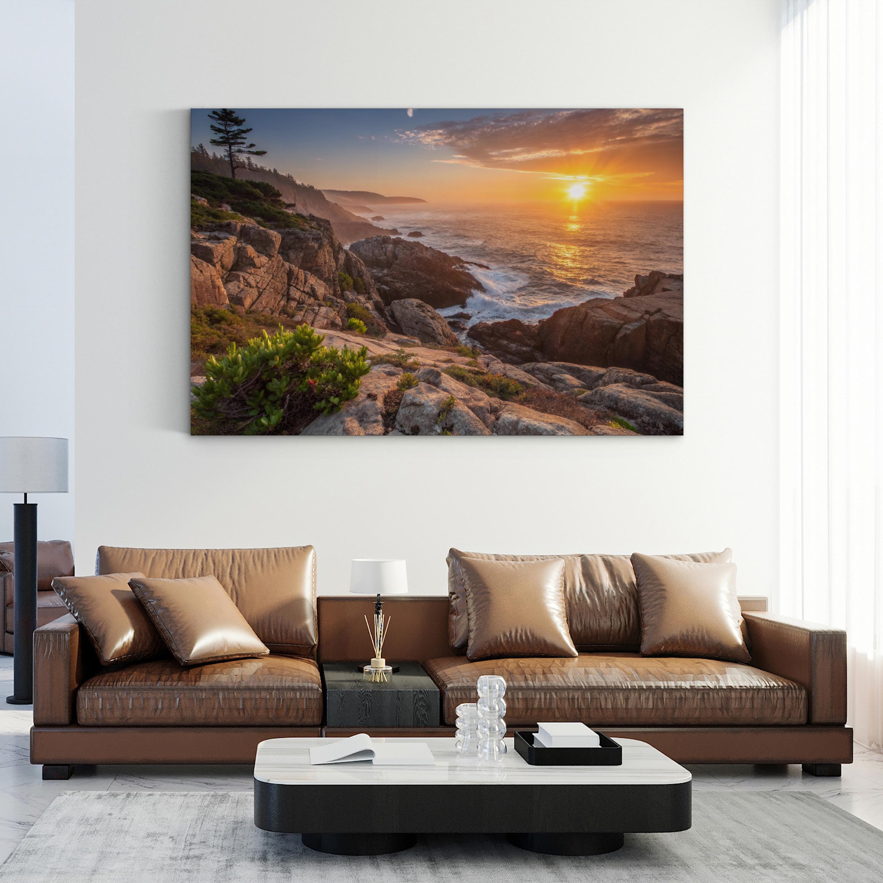 Framed Ocean Sunset – Vintage Photography Wall Art | Coastal Seascape Canvas Print