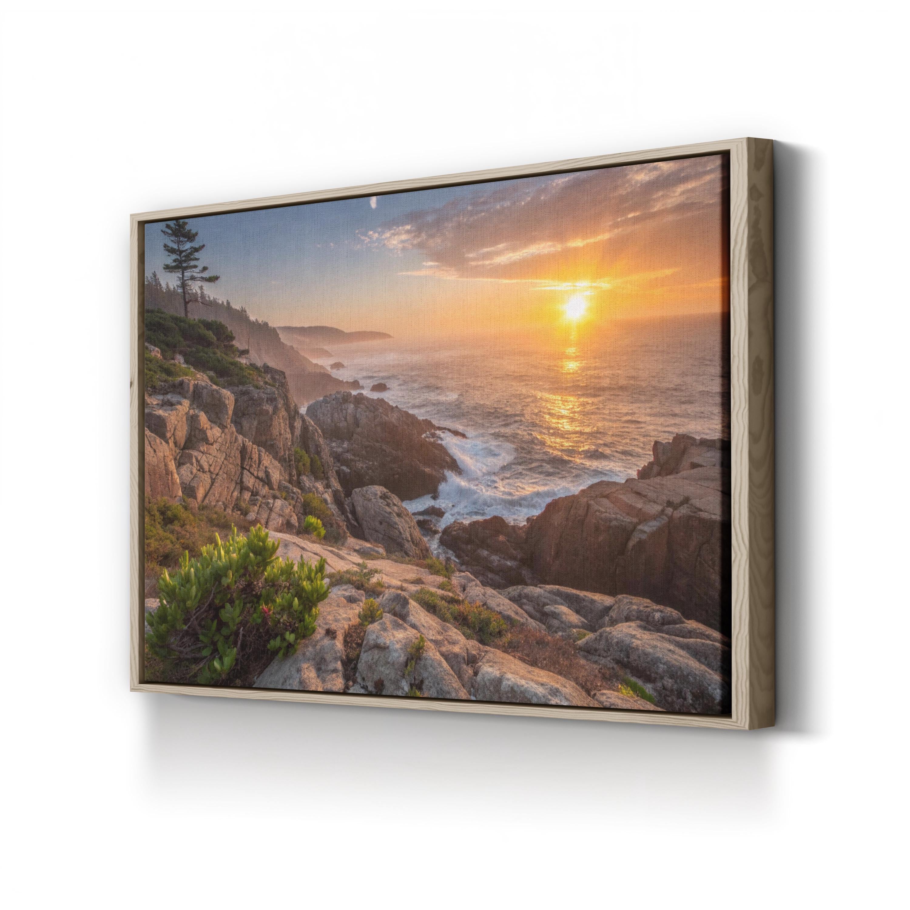 Framed Ocean Sunset – Vintage Photography Wall Art | Coastal Seascape Canvas Print