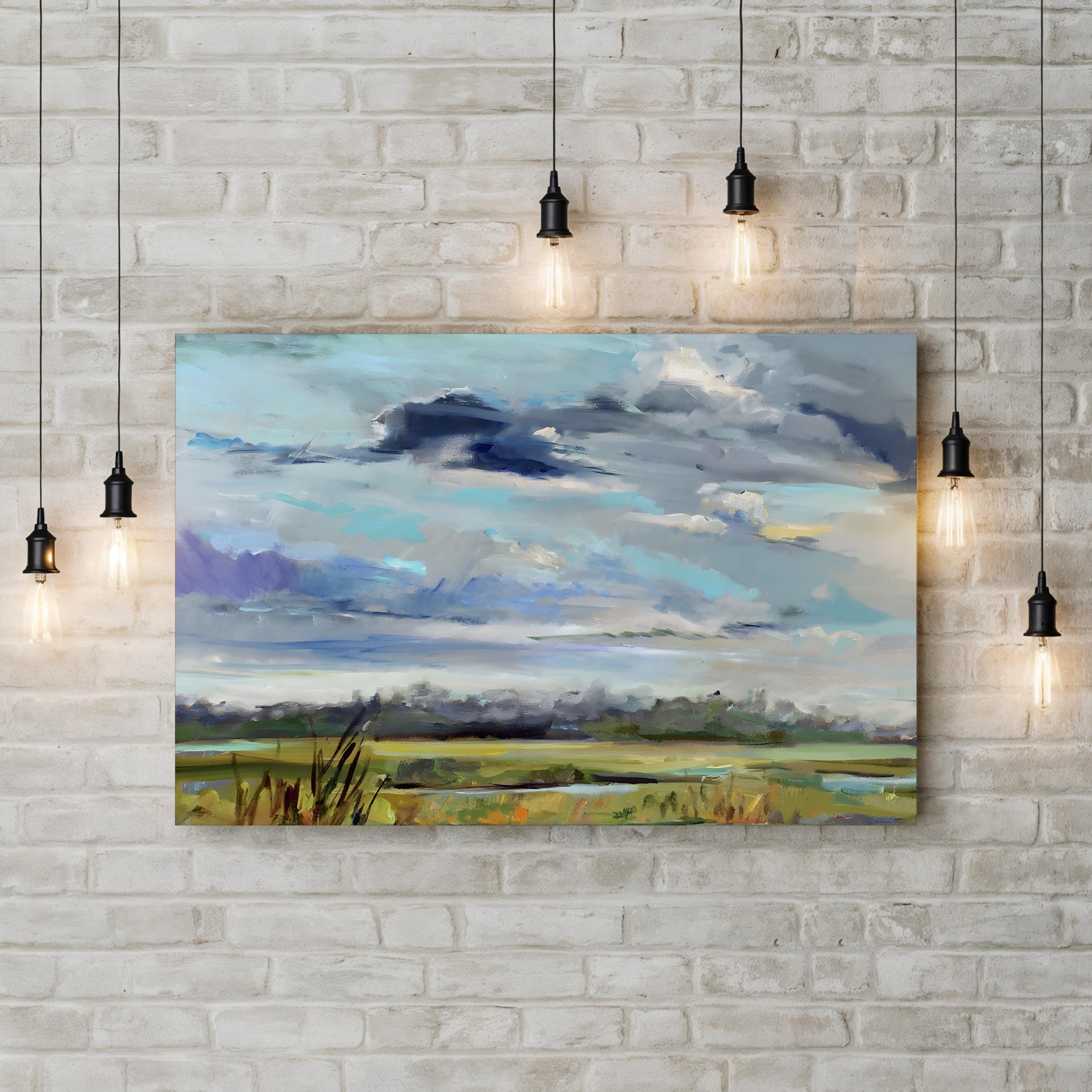 Marsh Skies Wall Art by Carol Hallock – Contemporary Marshland Landscape Canvas