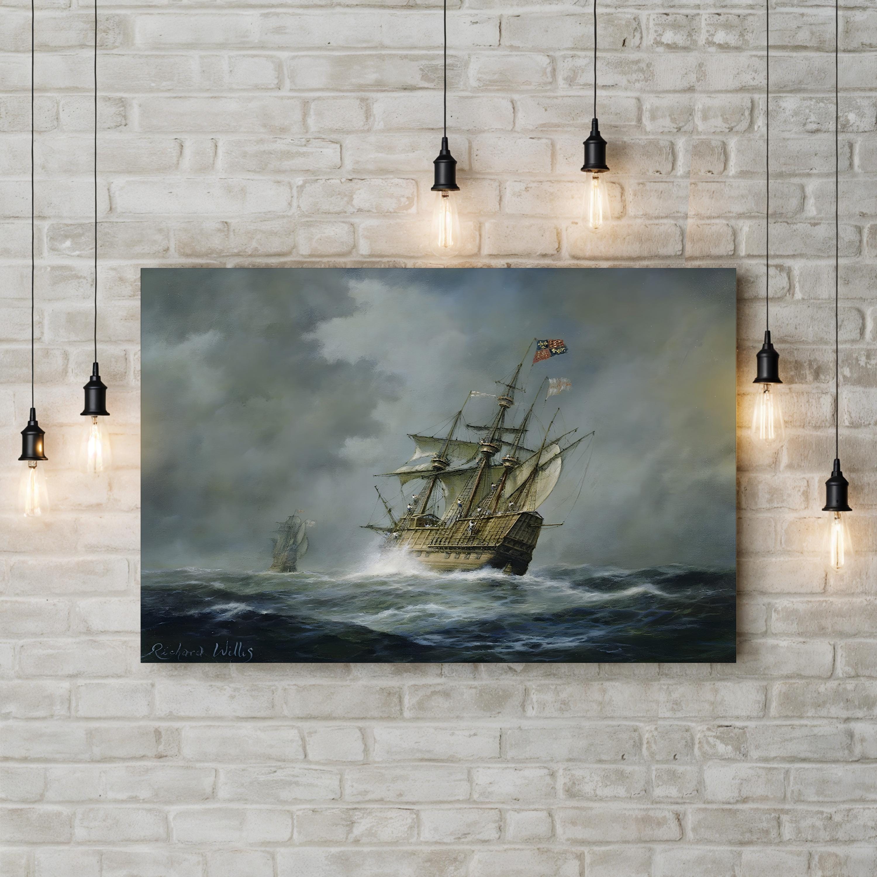 Mary Rose Ship Wall Art by Richard Willis – Stormy Naval Seascape Canvas