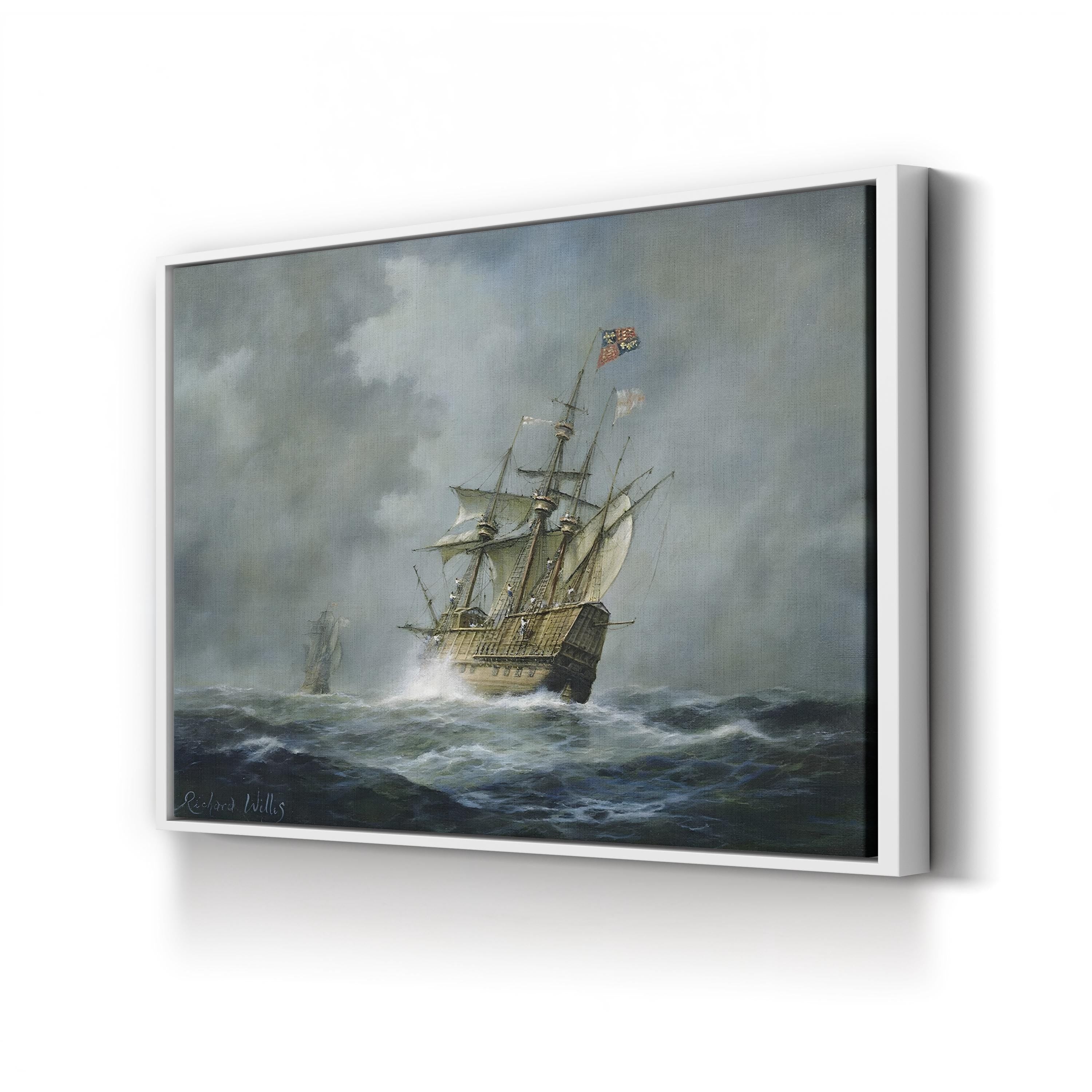 Mary Rose Ship Wall Art by Richard Willis – Stormy Naval Seascape Canvas
