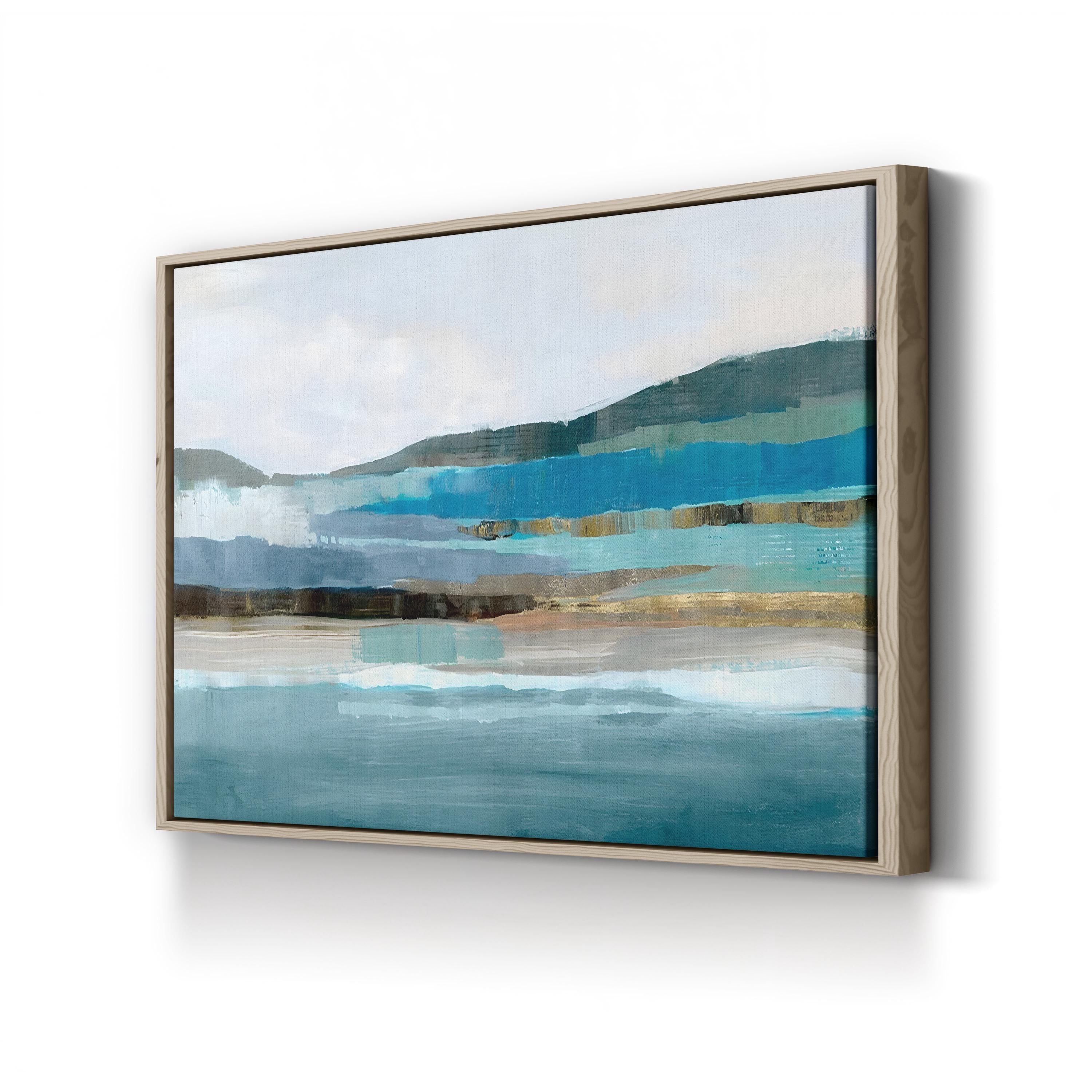 Memories Of Blue Wall Art by J. Hazel – Contemporary Abstract Coastal Landscape Painting Print
