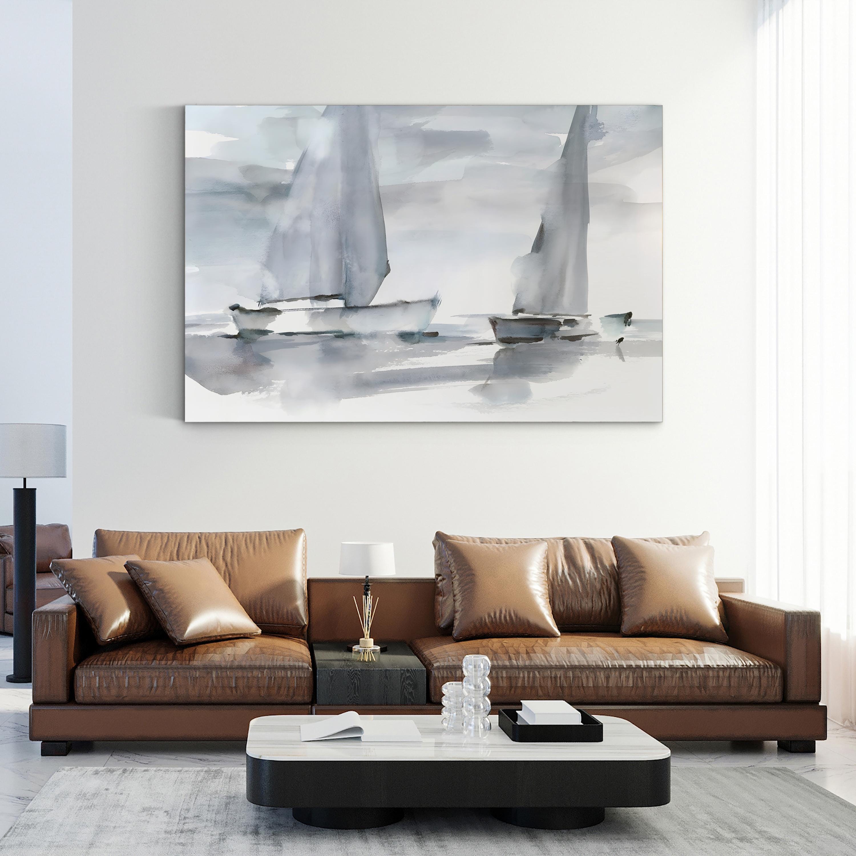 Misty Sails II Coastal Seascape – Ethan Harper Wall Art | Contemporary Abstract Canvas Print