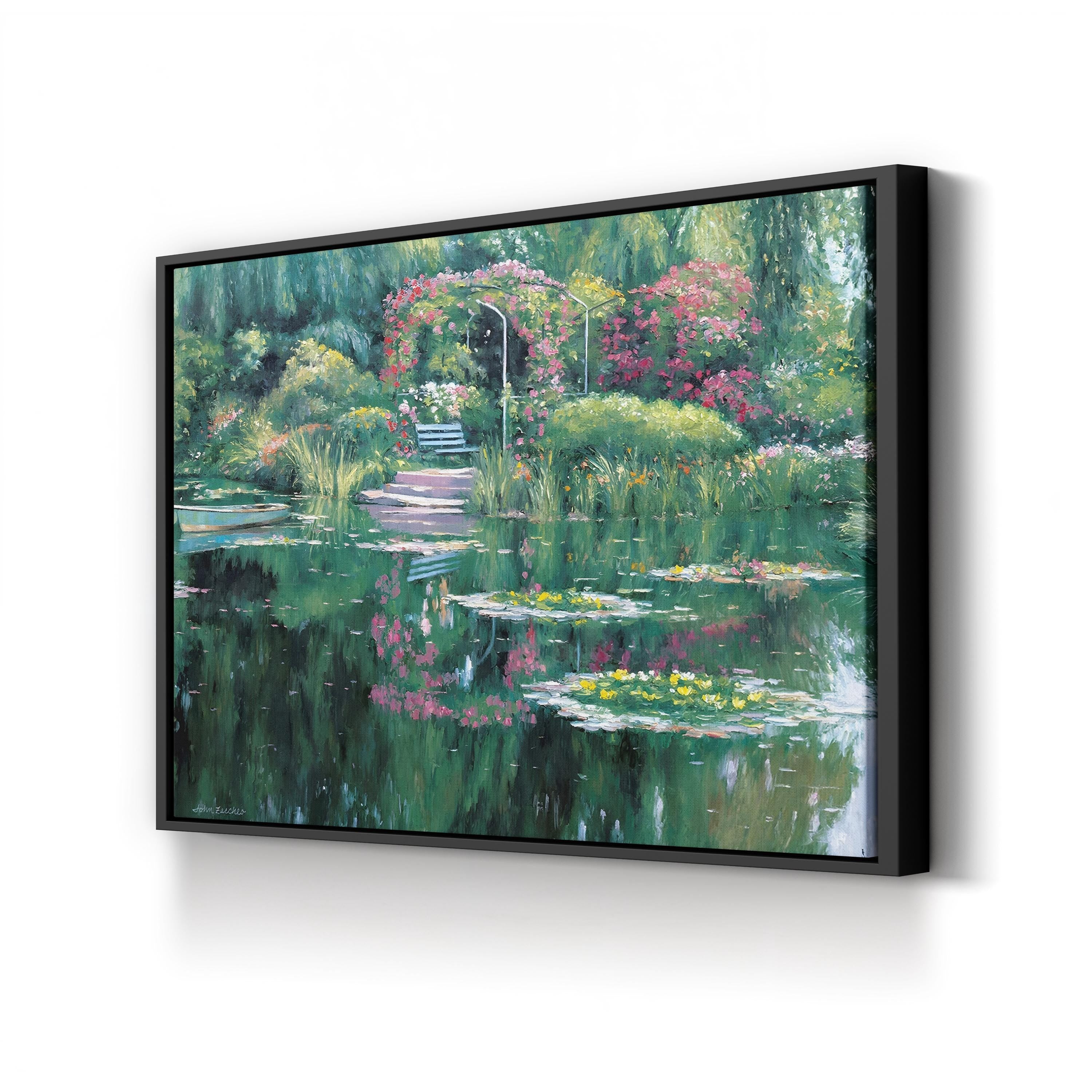 Monet’s Garden Floral Pond – John Zaccheo Wall Art | Contemporary Landscape Canvas Print