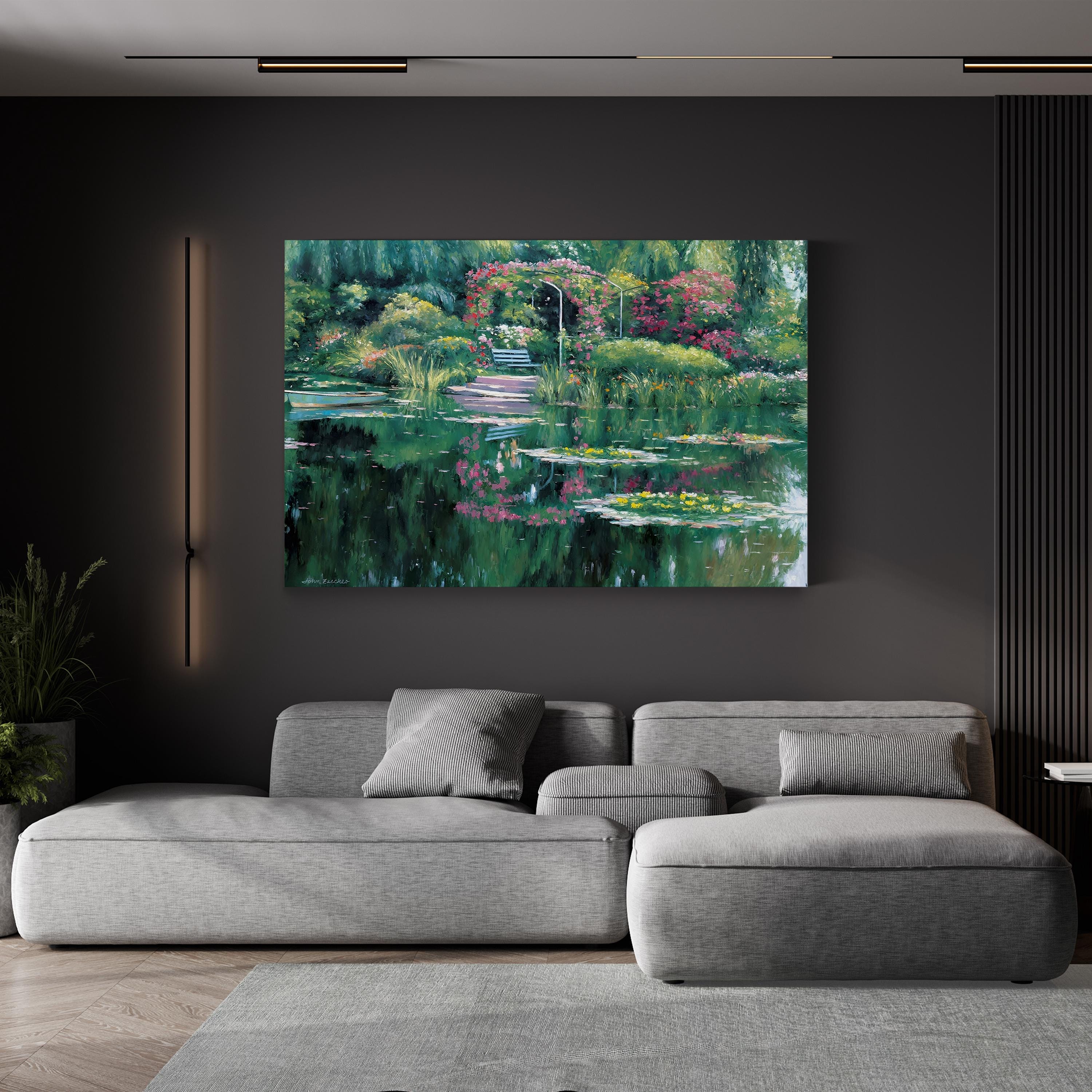 Monet’s Garden Floral Pond – John Zaccheo Wall Art | Contemporary Landscape Canvas Print