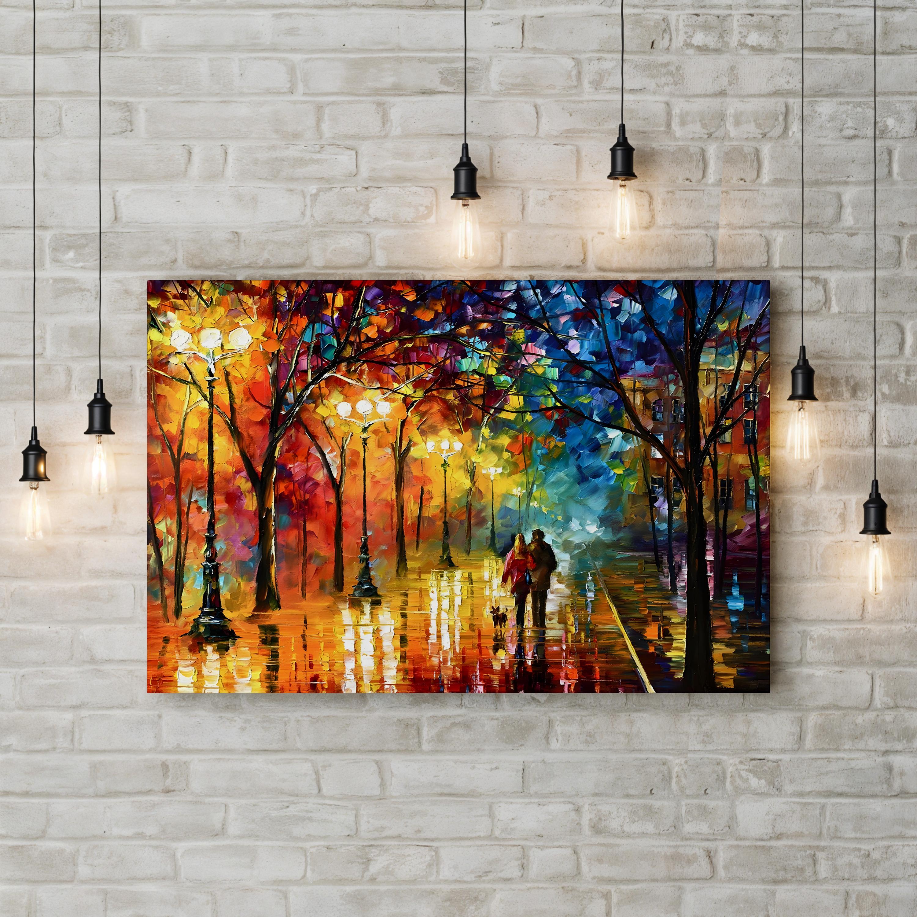 Night Fantasy – Colorful Impressionist Cityscape Wall Art by Leonid Afremov