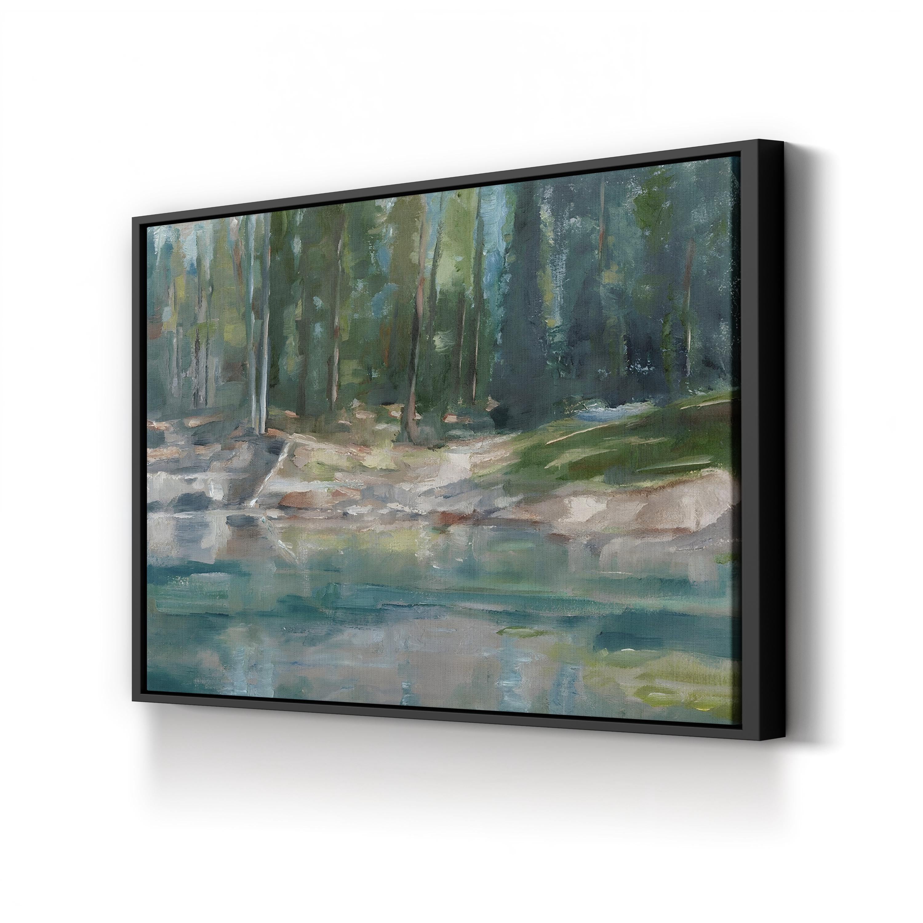 Northwestern Lake II – Framed Contemporary Lake Landscape Canvas Art by Ethan Harper