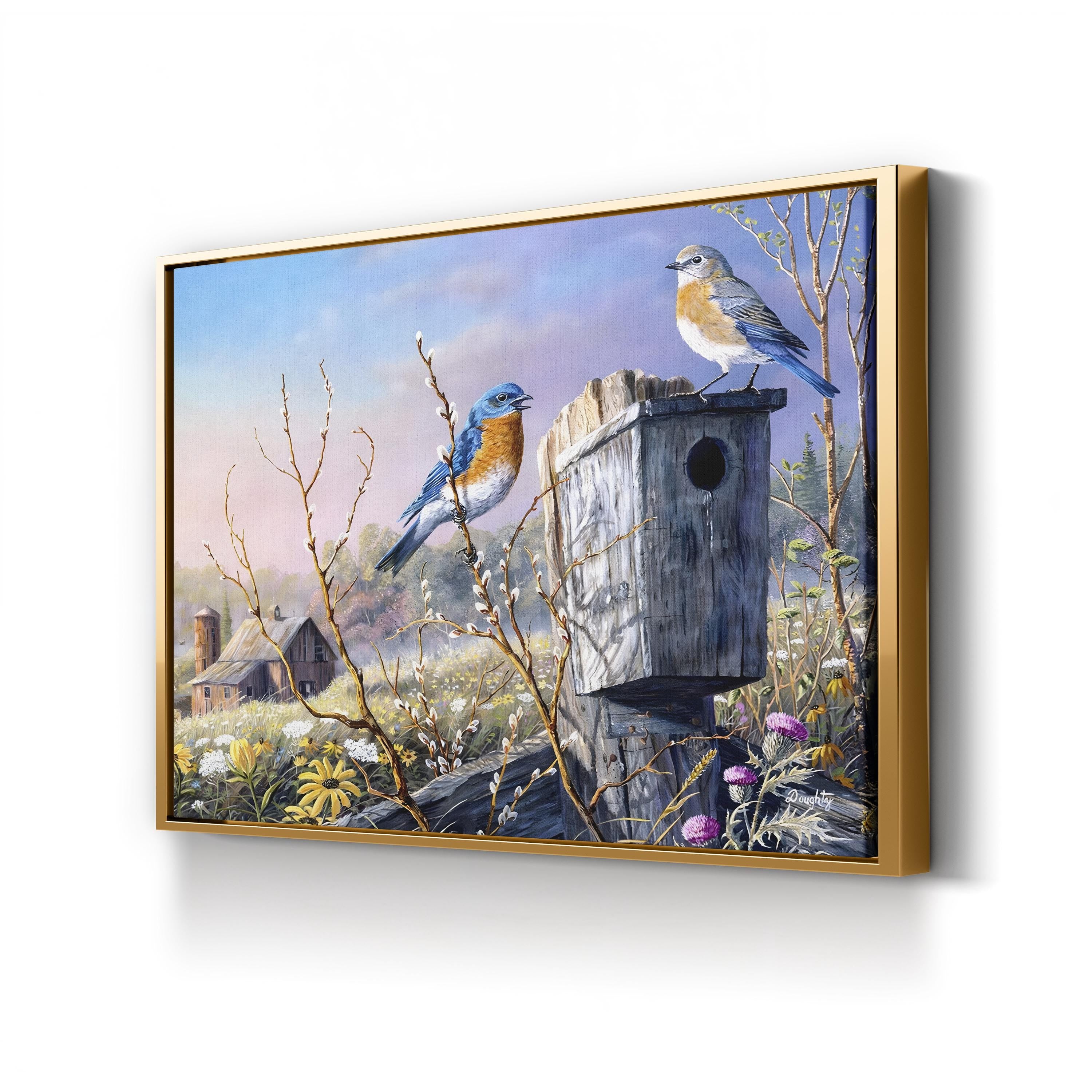 Old Homestead Bluebirds Wall Art by Terry Doughty