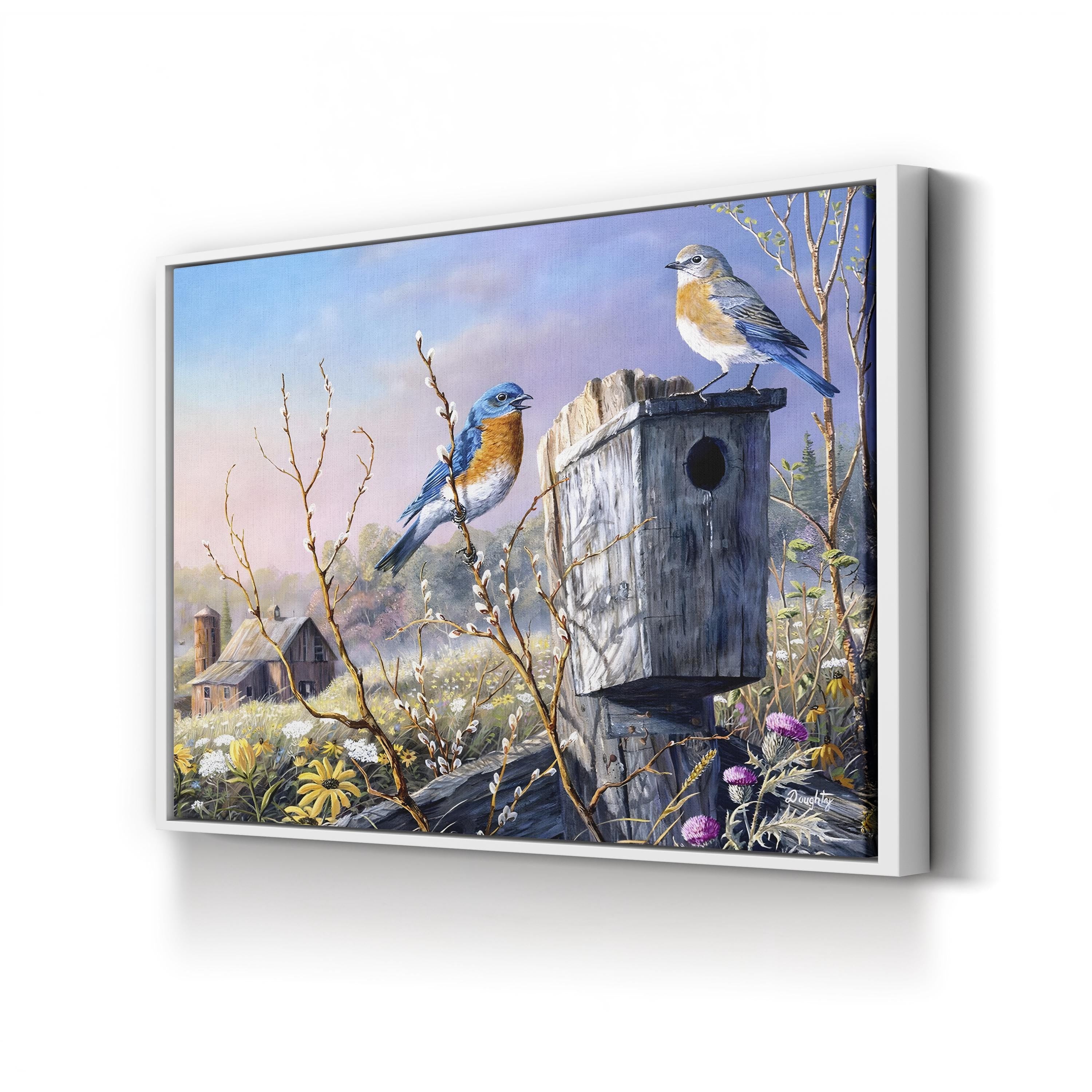 Old Homestead Bluebirds Wall Art by Terry Doughty