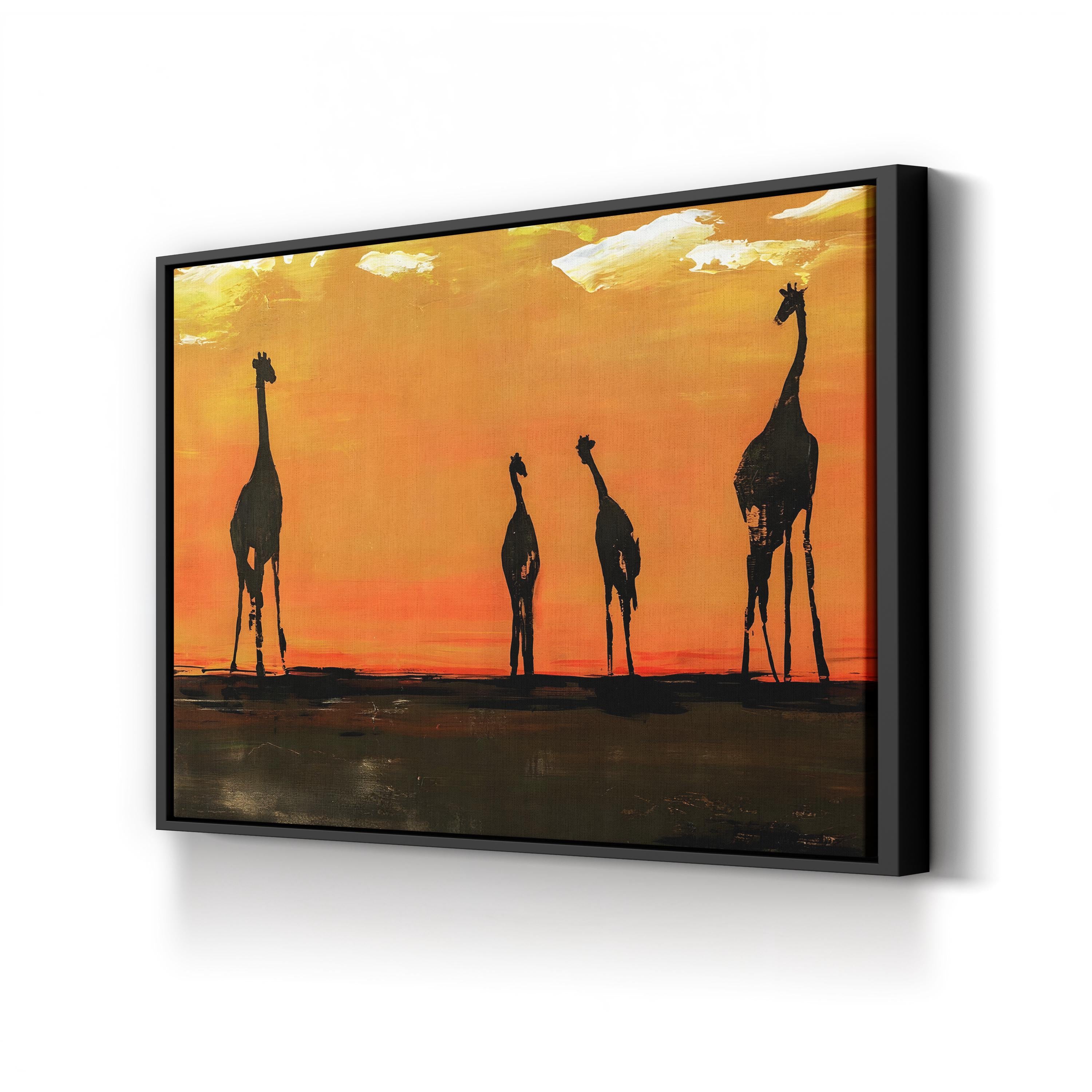 On the Mains Canvas Art Print by Sydney Edmunds | Giraffe Sunset Wildlife Wall Decor