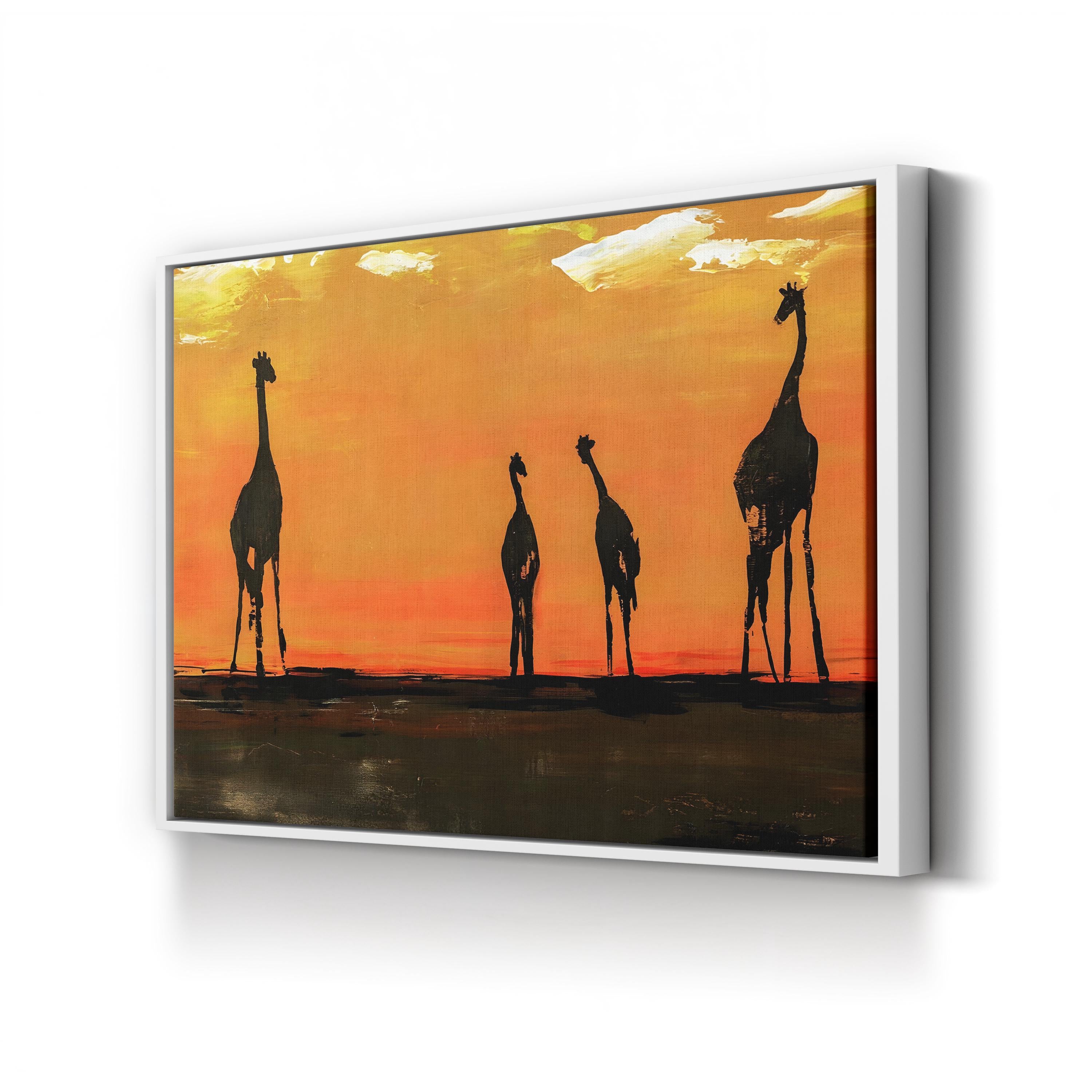 On the Mains Canvas Art Print by Sydney Edmunds | Giraffe Sunset Wildlife Wall Decor