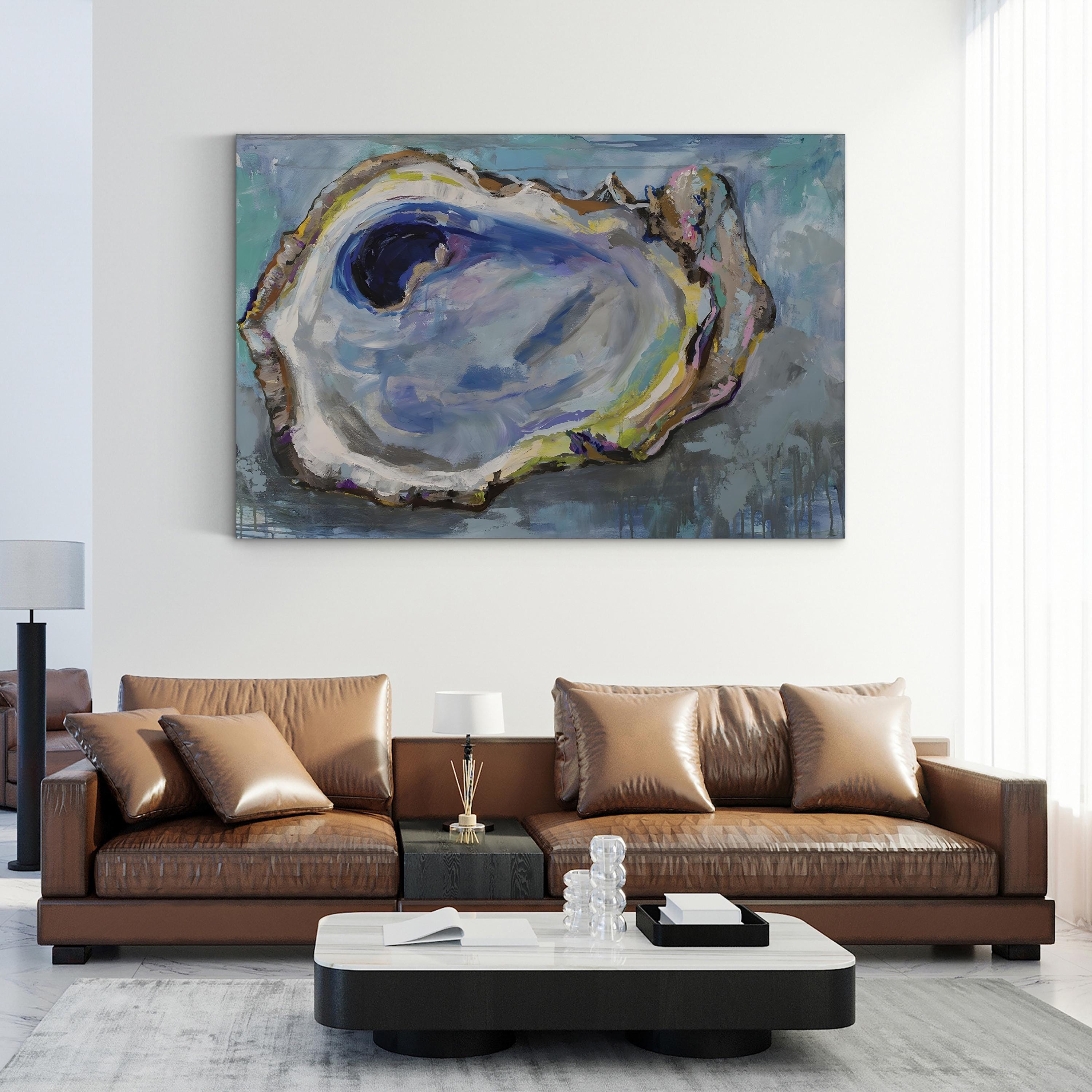 Oyster Two Wall Art by Jeanette Vertentes – Contemporary Abstract Coastal Painting Print