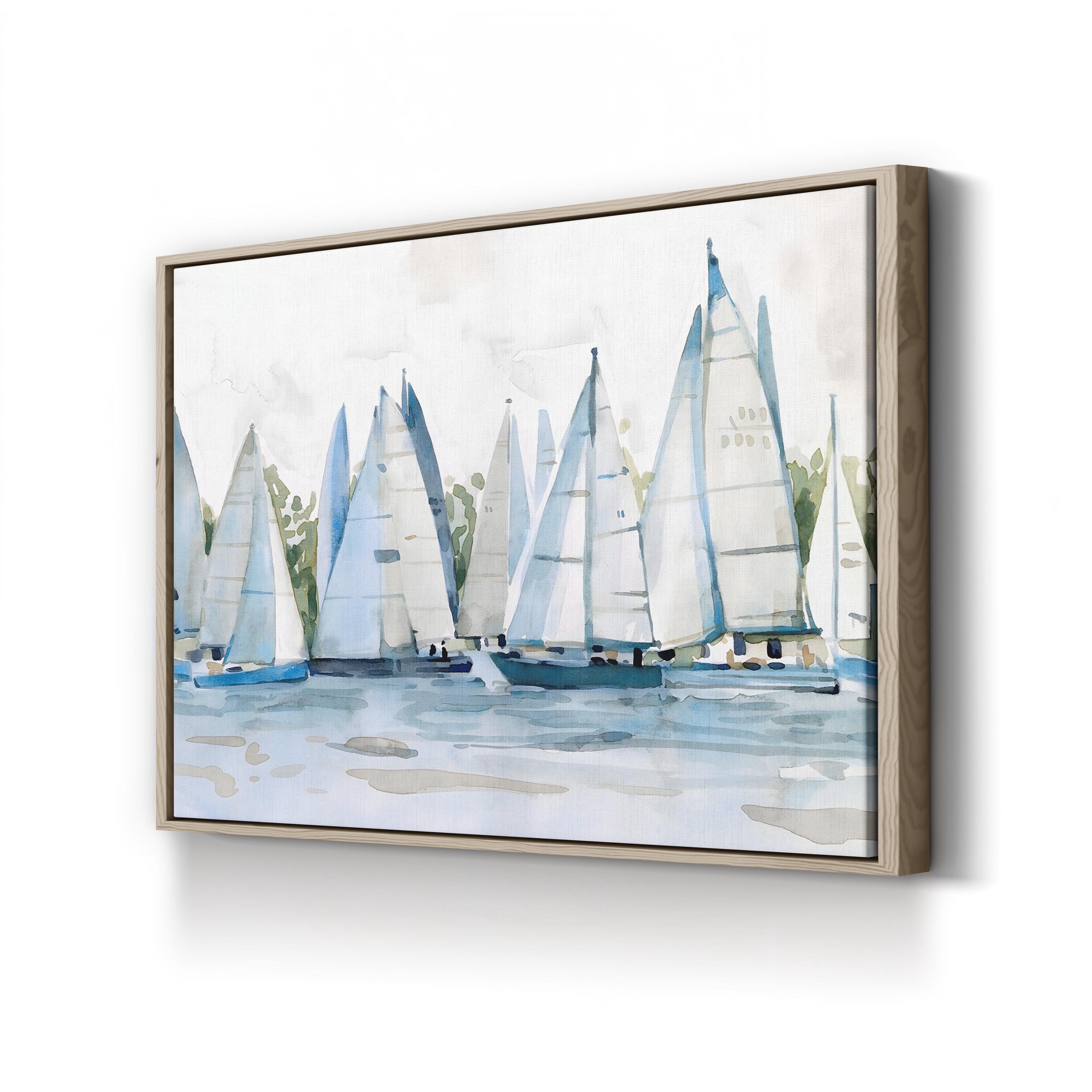 Pastel Marina II Wall Art by Emma Scarvey – Watercolor Sailboat Coastal Canvas Print