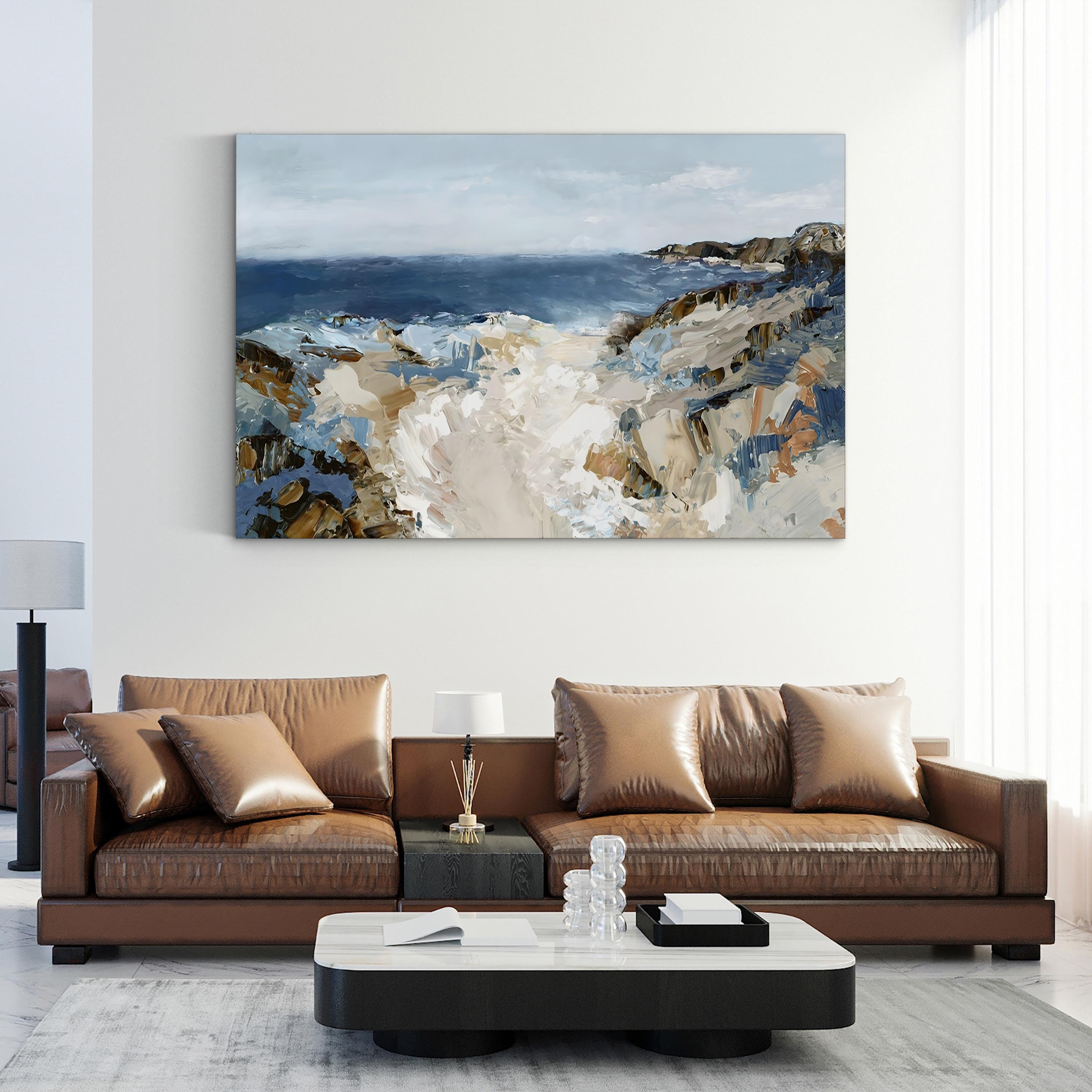 Path to the Sea Shoreline – Period Illustration Wall Art | Contemporary Coastal Canvas Print