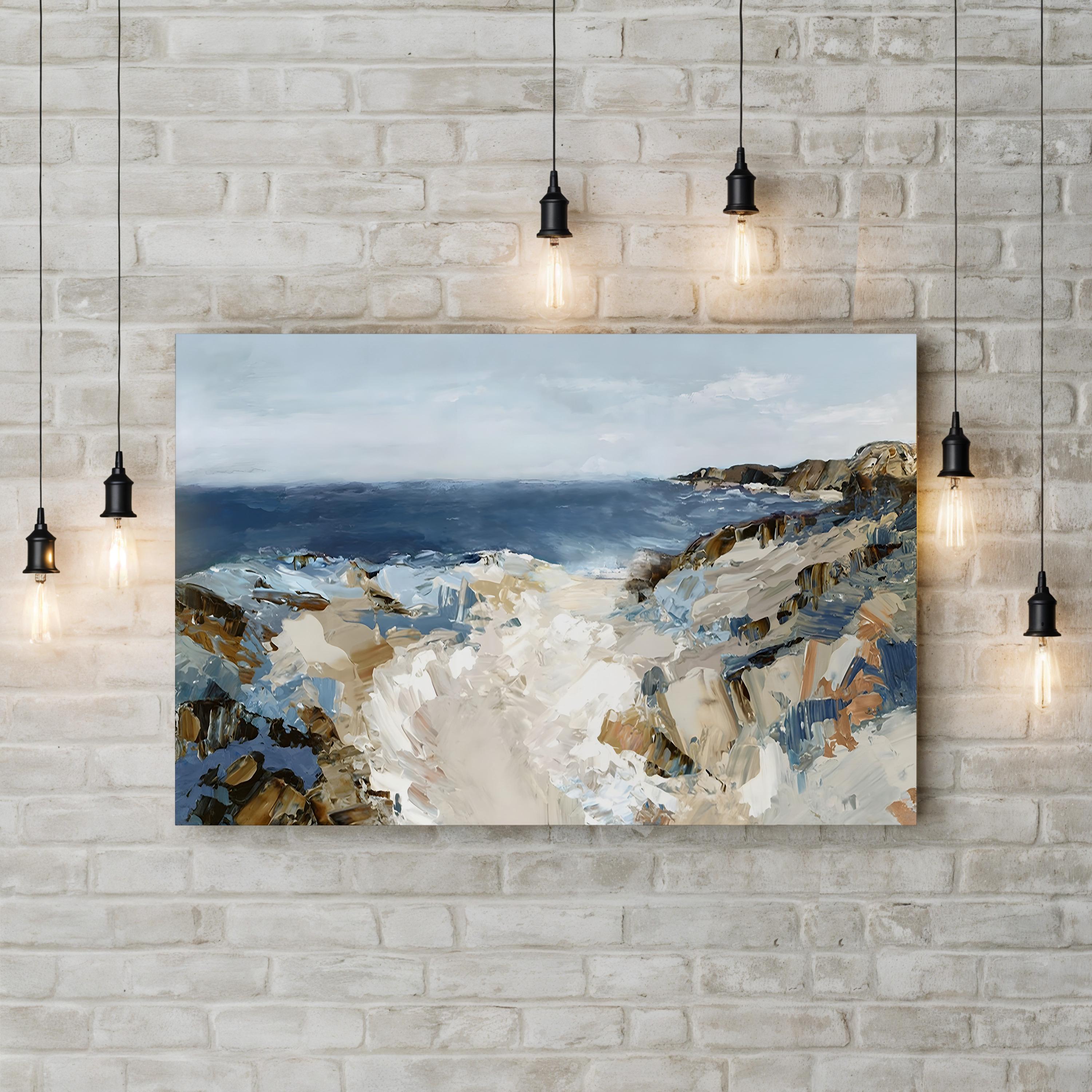 Path to the Sea Shoreline – Period Illustration Wall Art | Contemporary Coastal Canvas Print