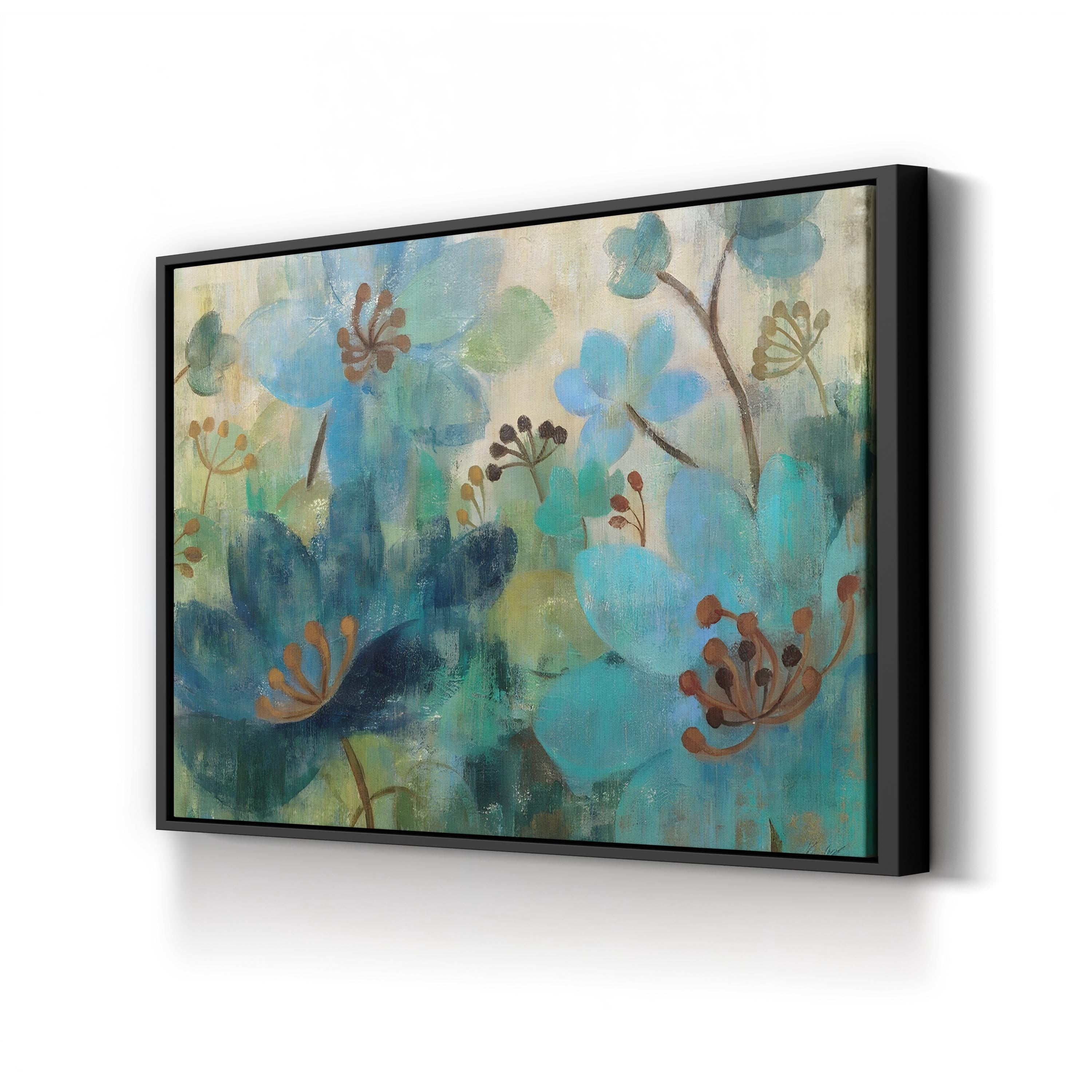 Peacock Garden Wall Art by Silvia Vassileva – Contemporary Floral Collage Canvas