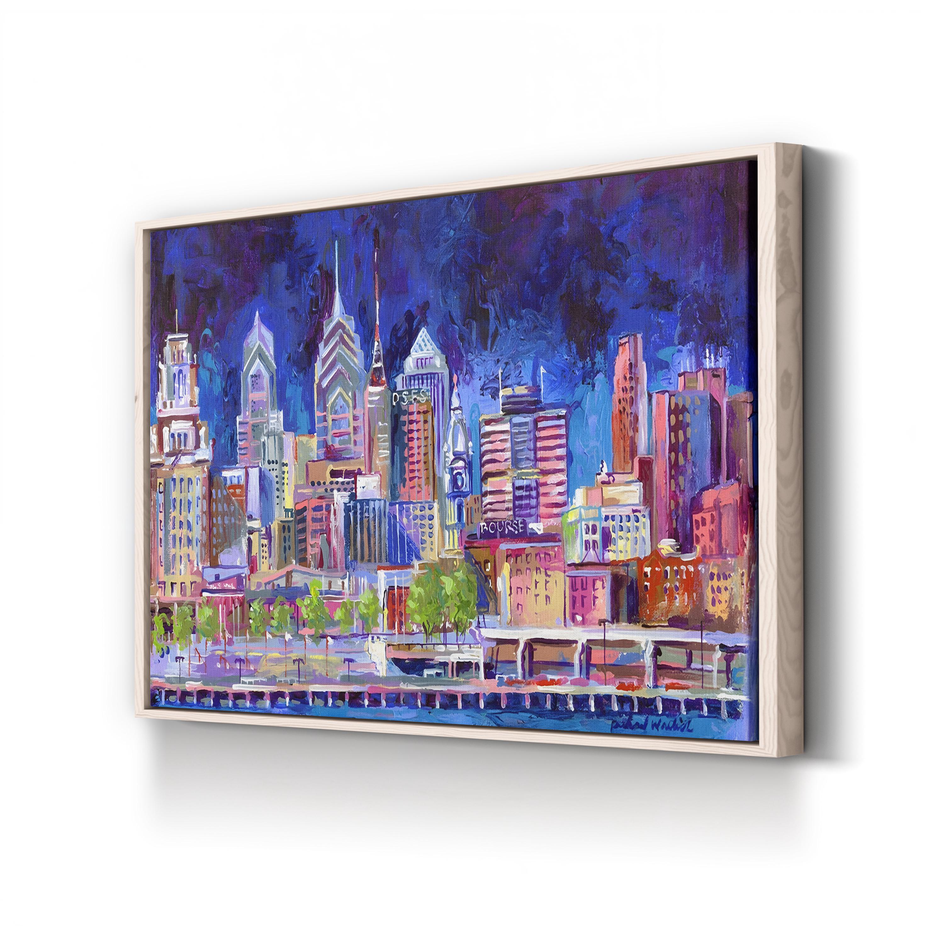 Philadelphia Cityscape at Night – Contemporary Skyline Wall Art by Richard Wallich