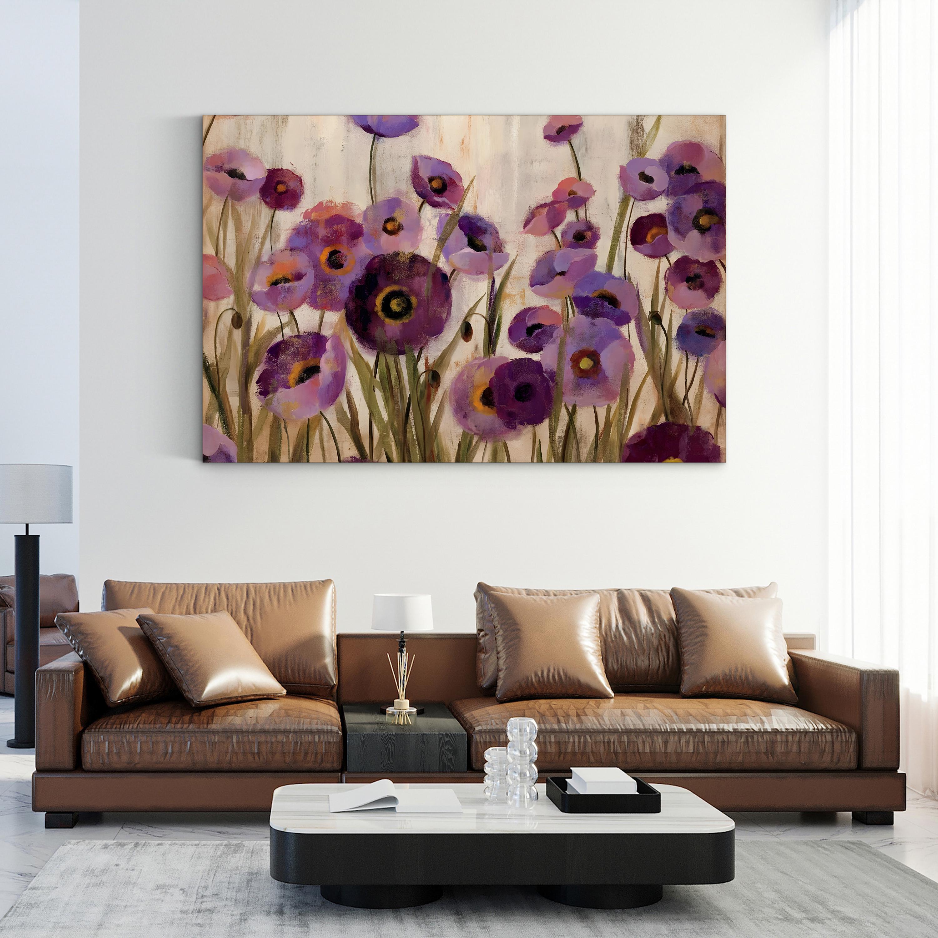 Pink and Purple Flowers Wall Art – Contemporary Floral Canvas by Silvia Vassileva