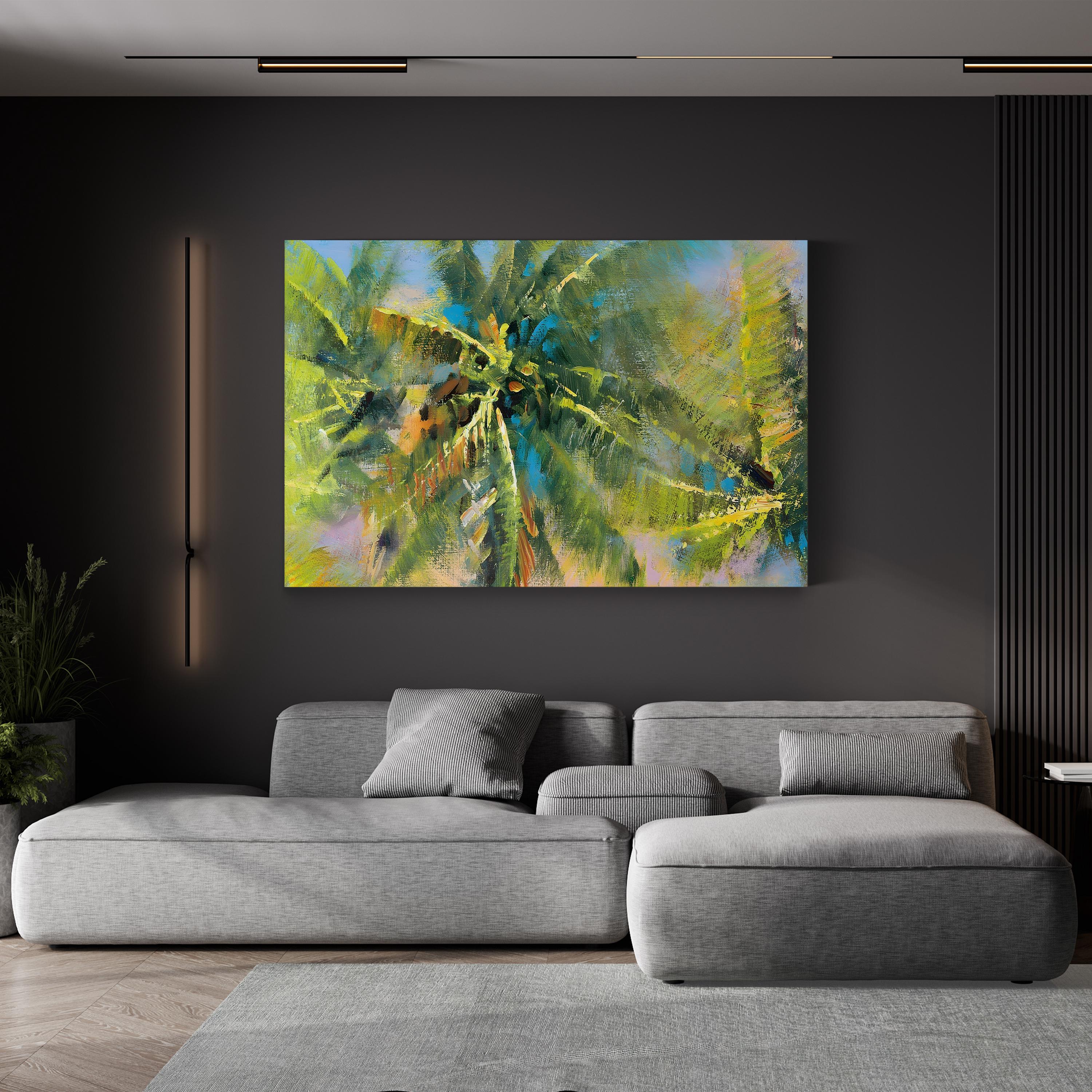 Tropical Palm Fronds Canvas Print: Vibrant Abstract Coastal Wall Art