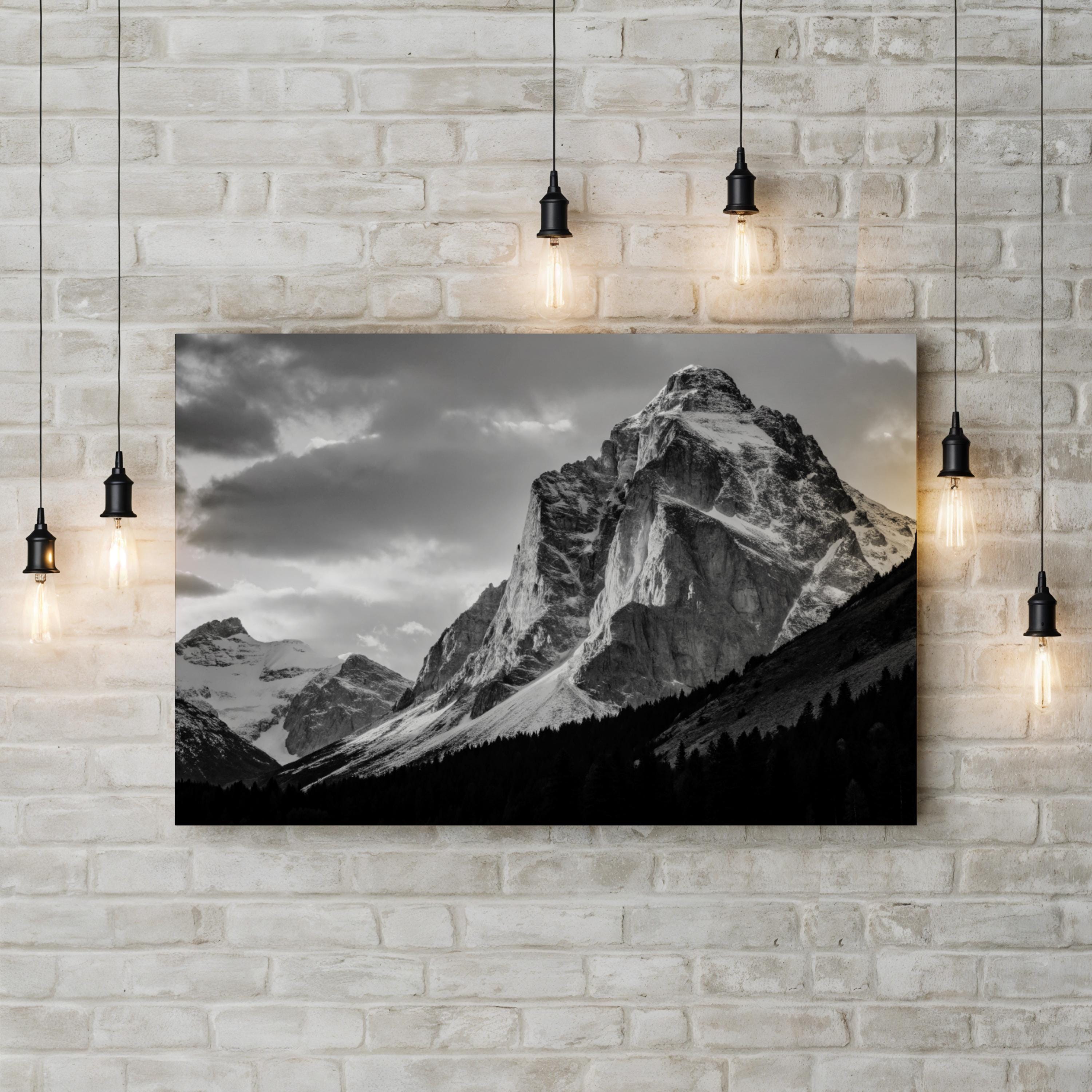 Majestic Mountain Peak – Vintage Photography Wall Art | Black & White Landscape Canvas Print
