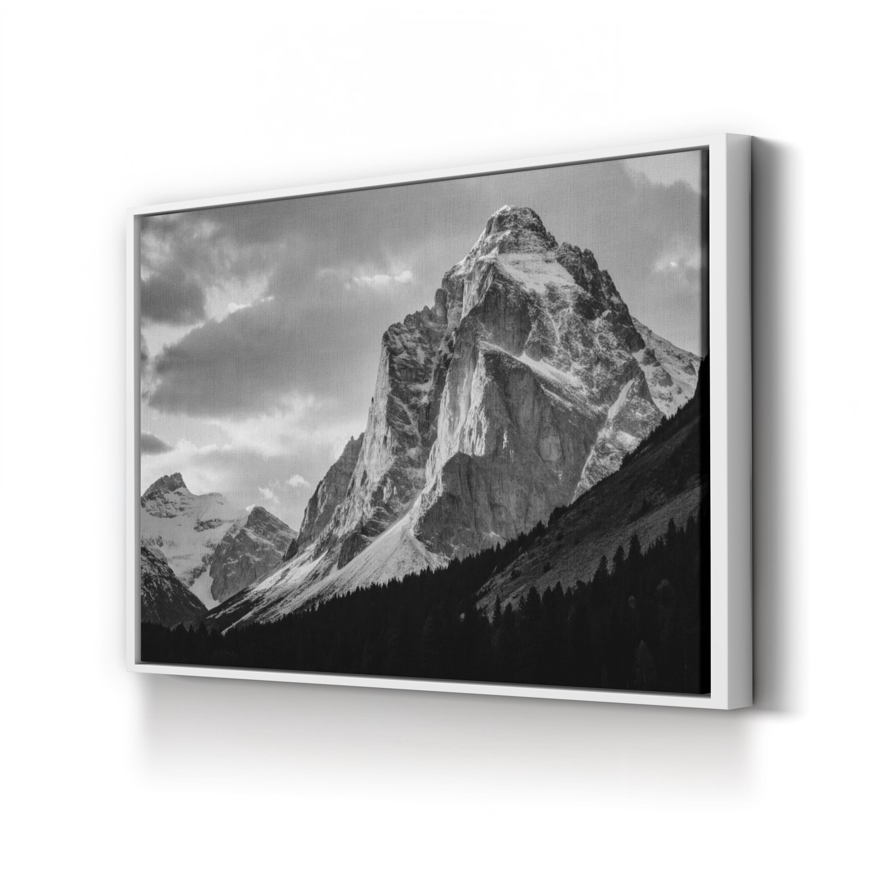 Majestic Mountain Peak – Vintage Photography Wall Art | Black & White Landscape Canvas Print