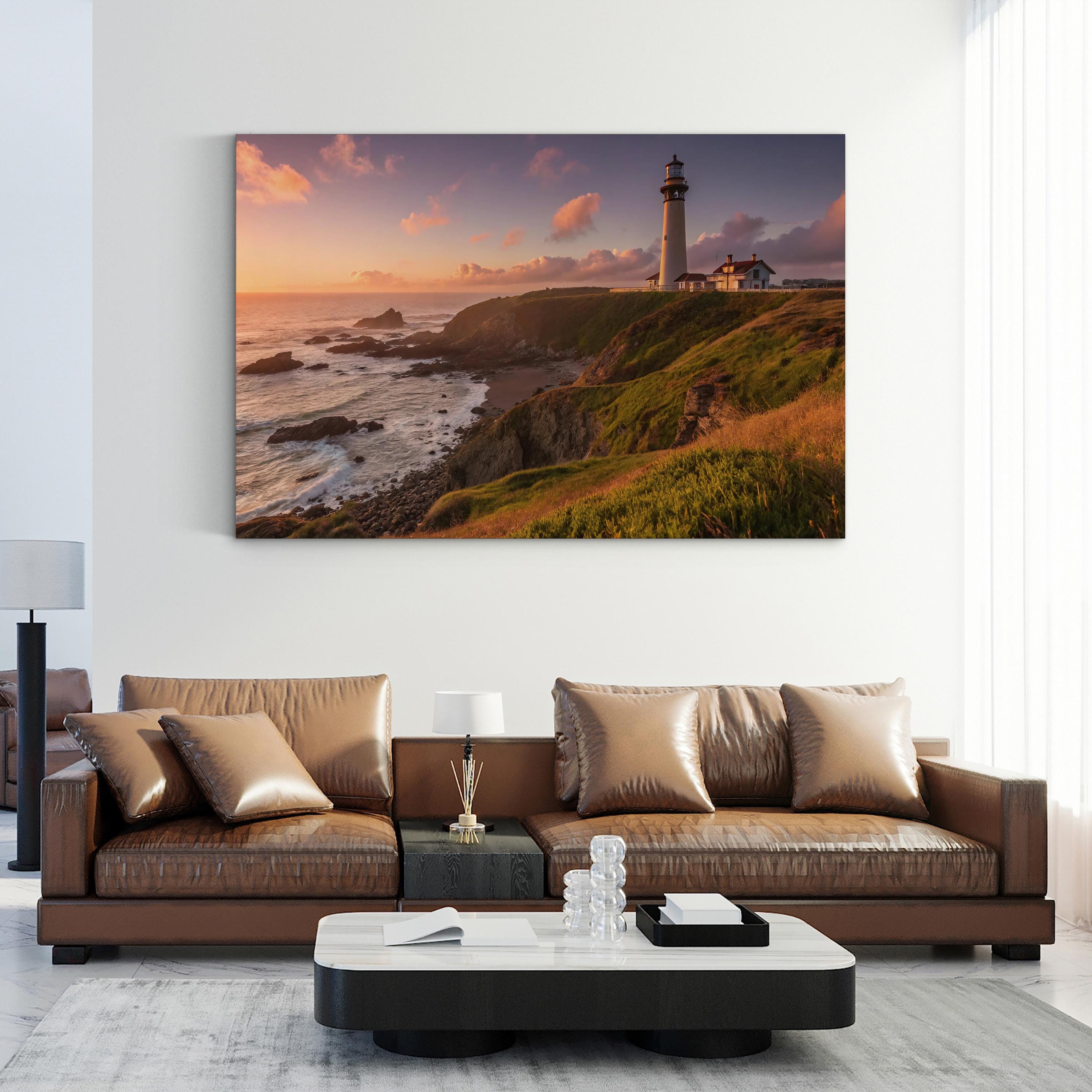 Pigeon Point Lighthouse Sunset Canvas Art – Coastal Landscape Print