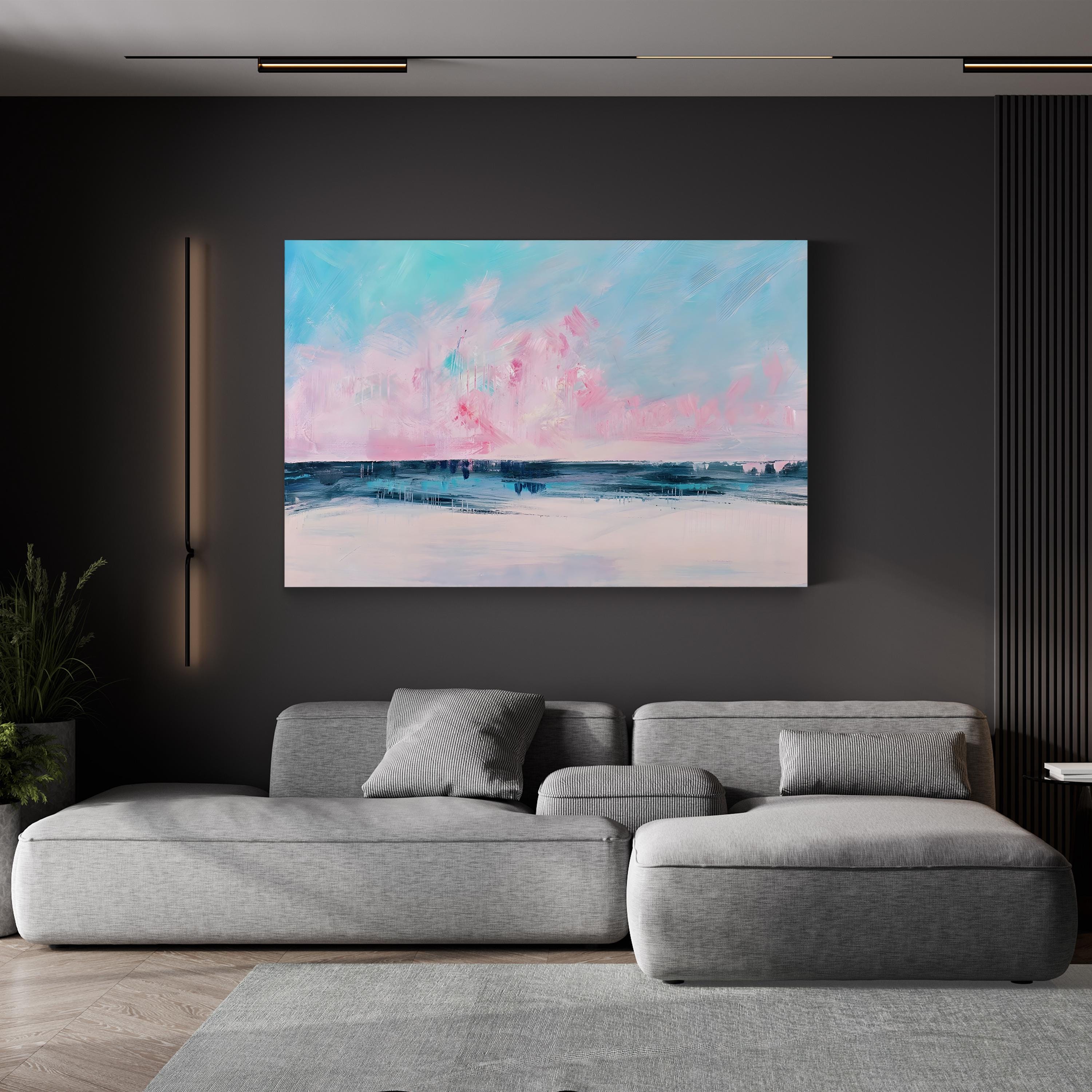 ink Sunset Over the Shore I Wall Art by Circle Art Group – Contemporary Abstract Seascape Canvas
