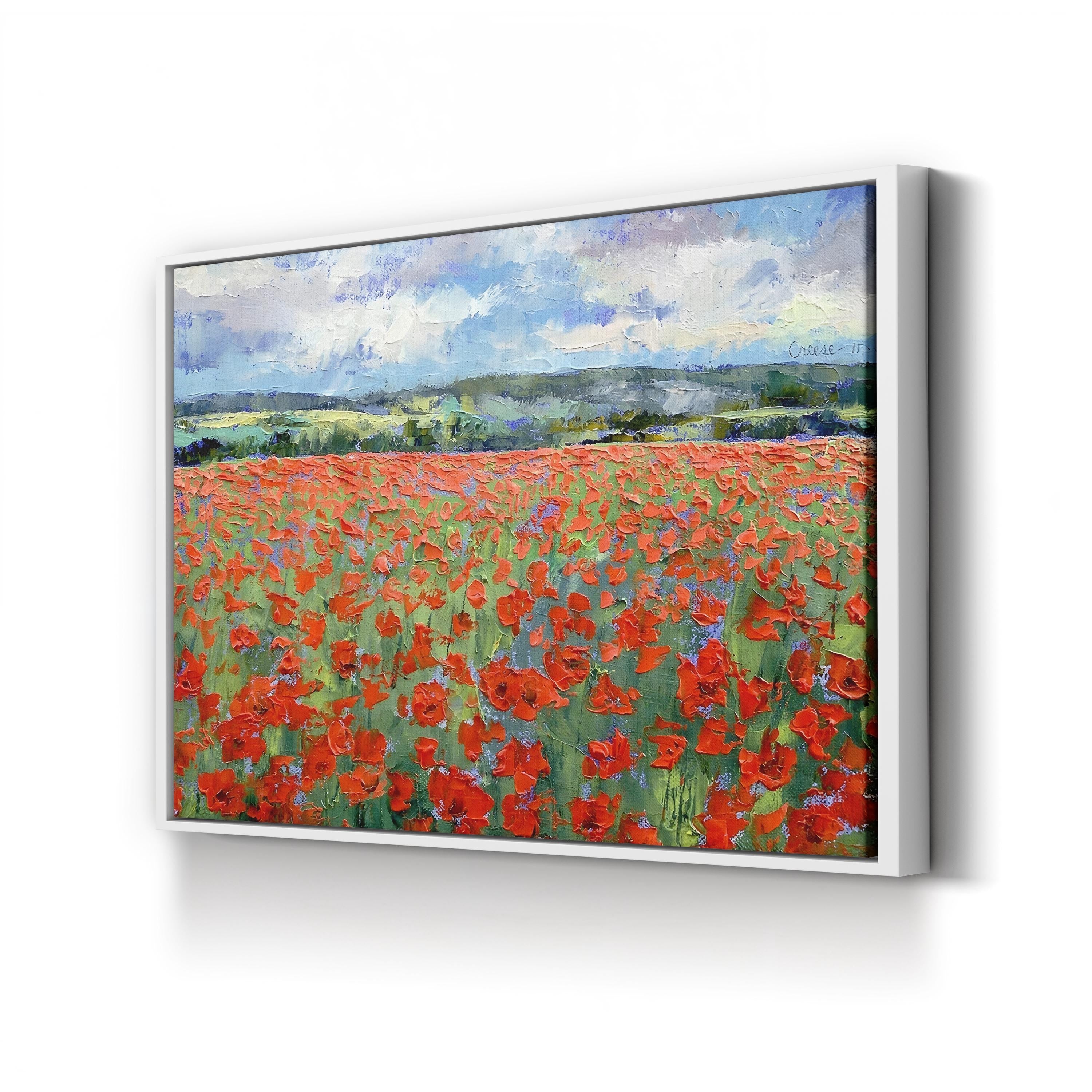 Poppies Wall Art – Contemporary Meadow Floral Landscape Canvas Print