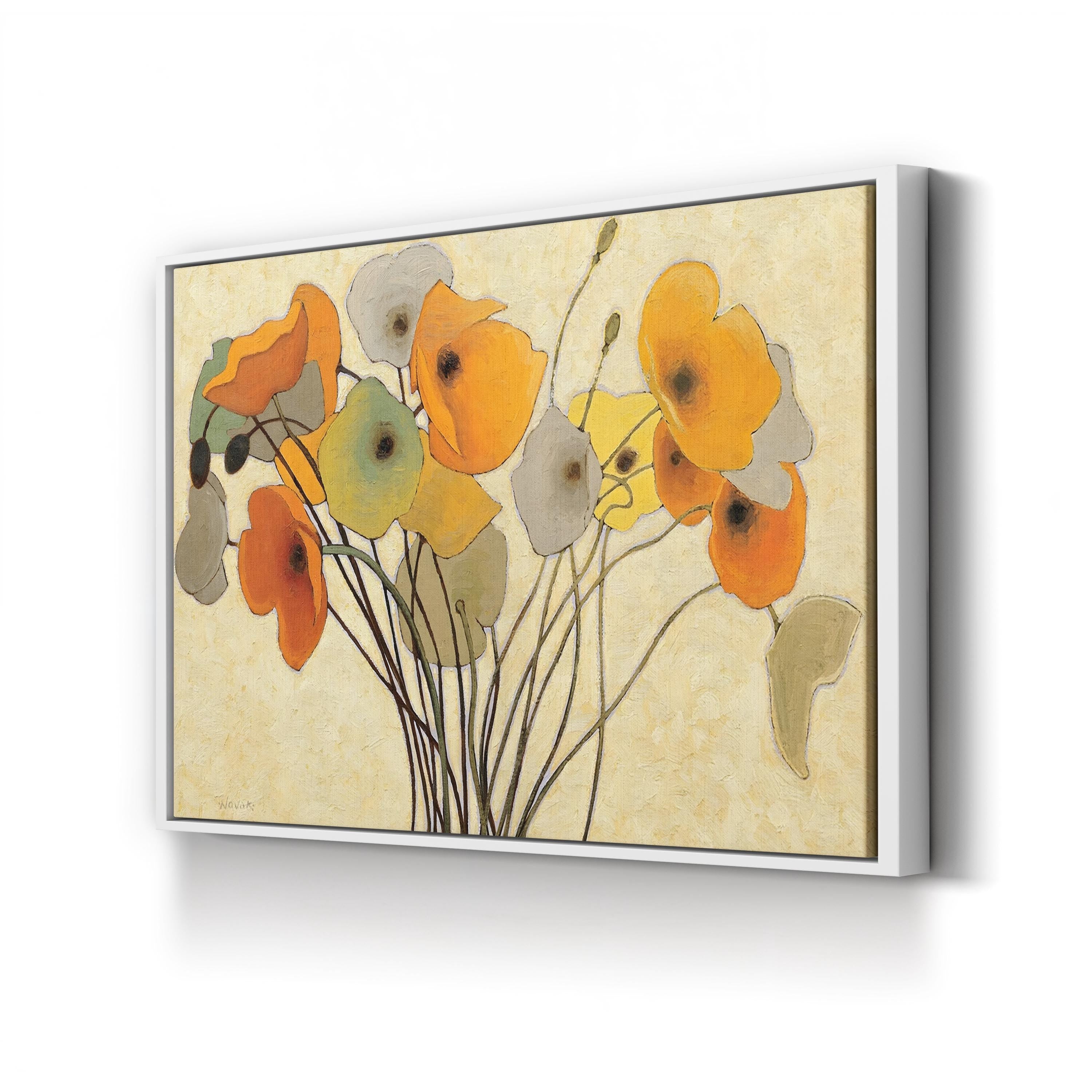 Contemporary Warm Floral Pumpkin Poppies I Wall Art by Shirley Novak