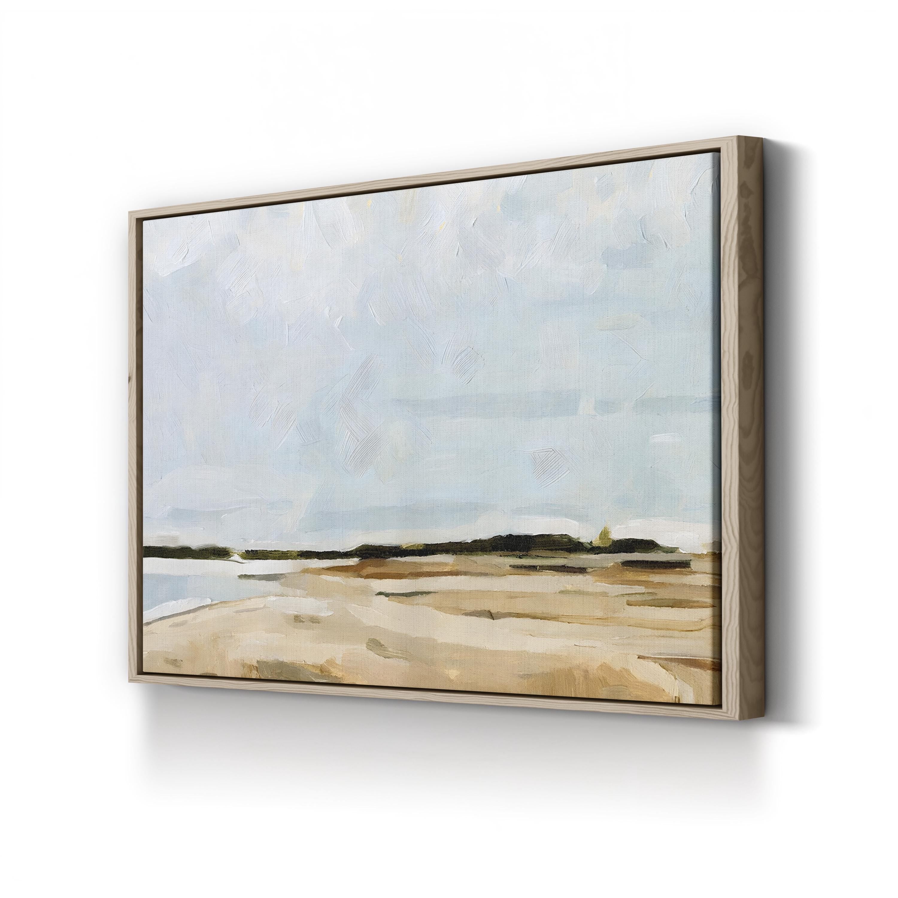 Coastal Canvas Art: Tranquil Seascape with Hand-Cut Wood Frame