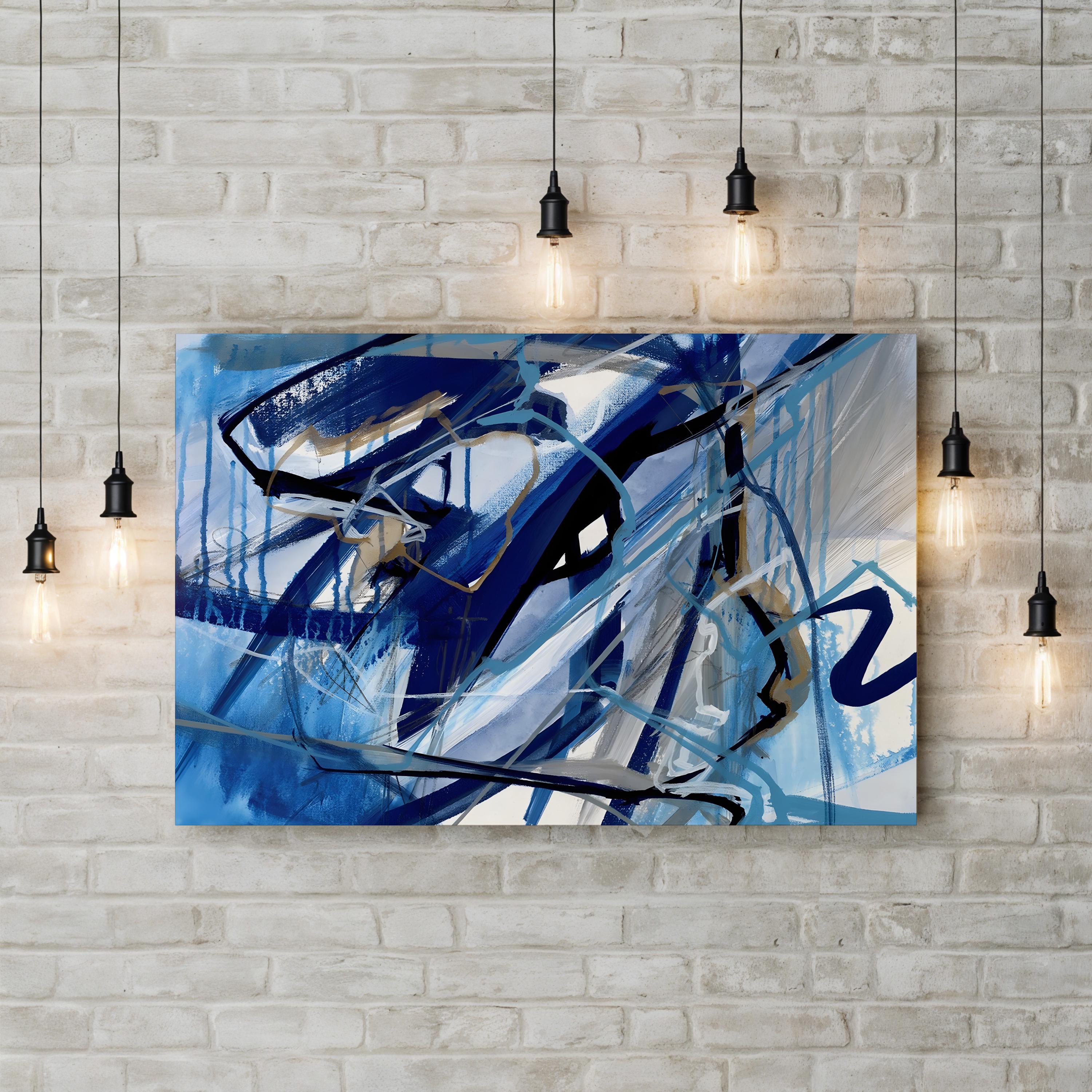 Remembering I Wall Art by Texas Collective | Contemporary Abstract Blue Canvas
