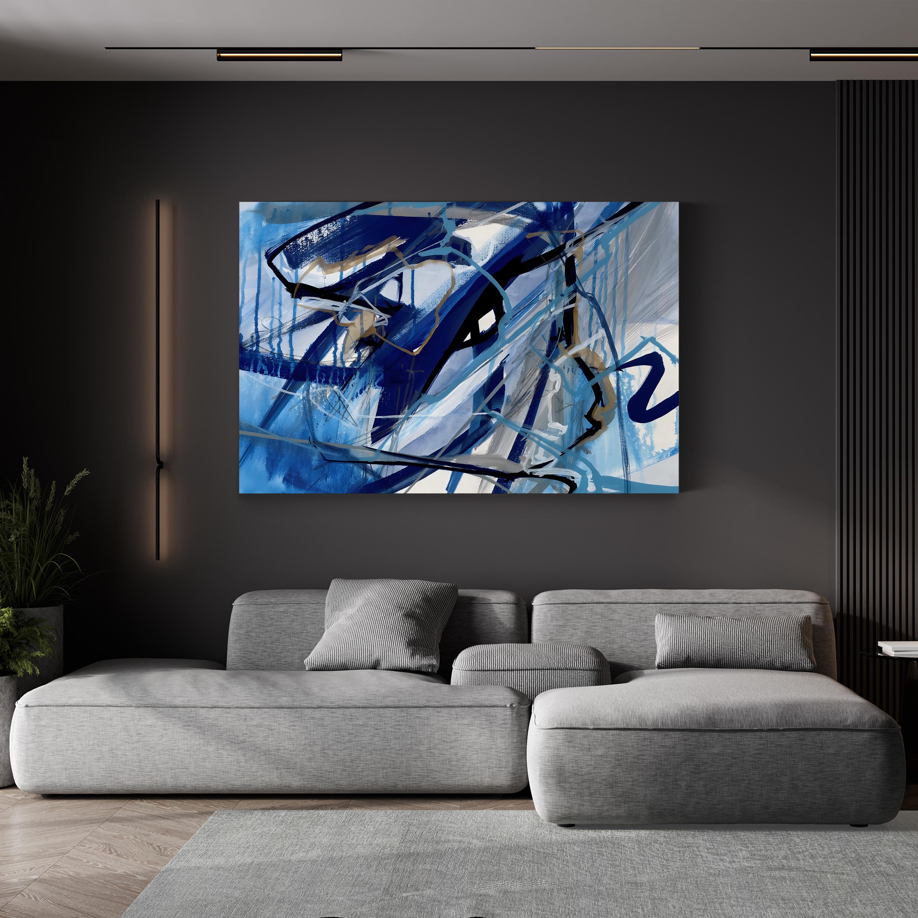 Remembering I Wall Art by Texas Collective | Contemporary Abstract Blue Canvas