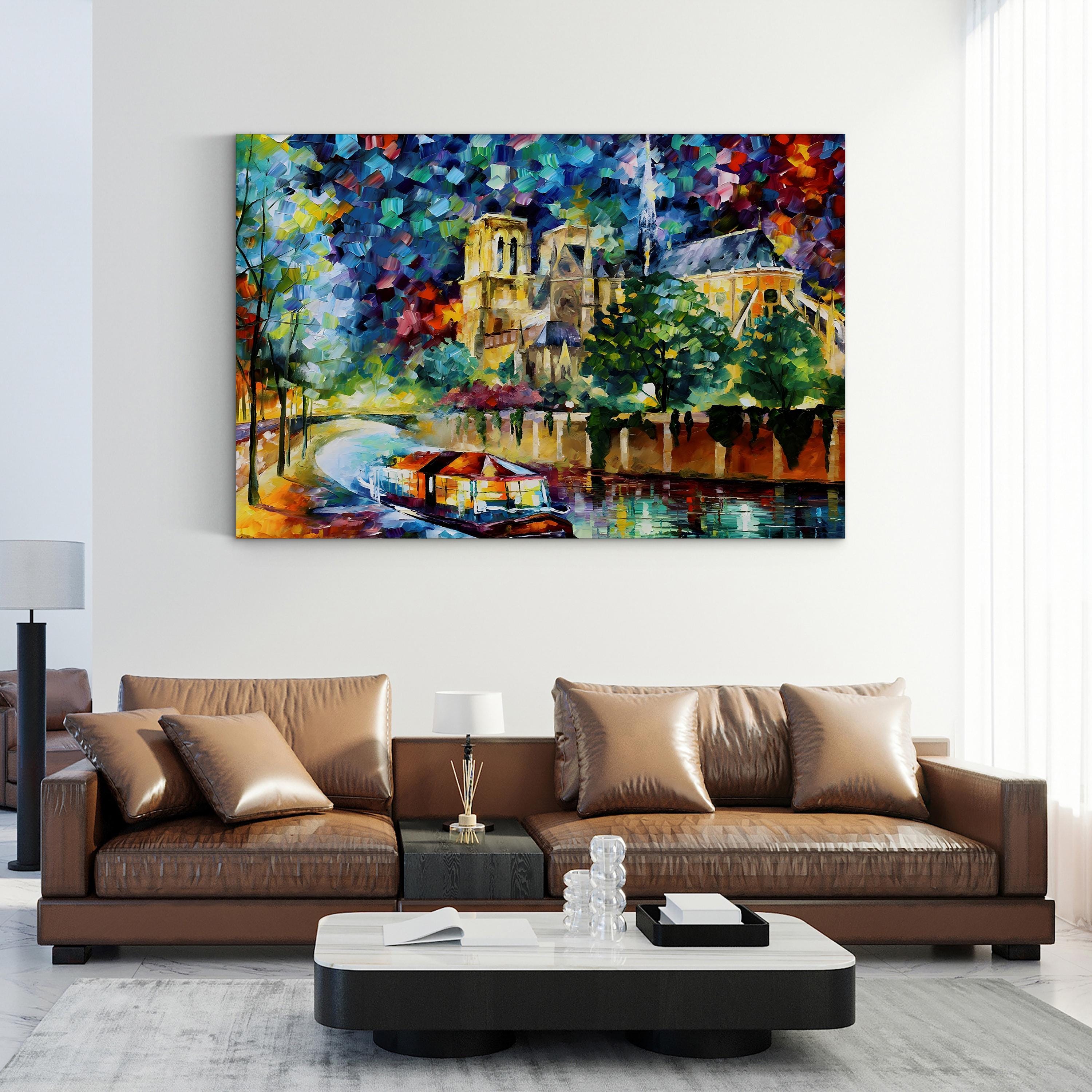 River in Paris – Contemporary Impressionist Cityscape Wall Art by Leonid Afremov