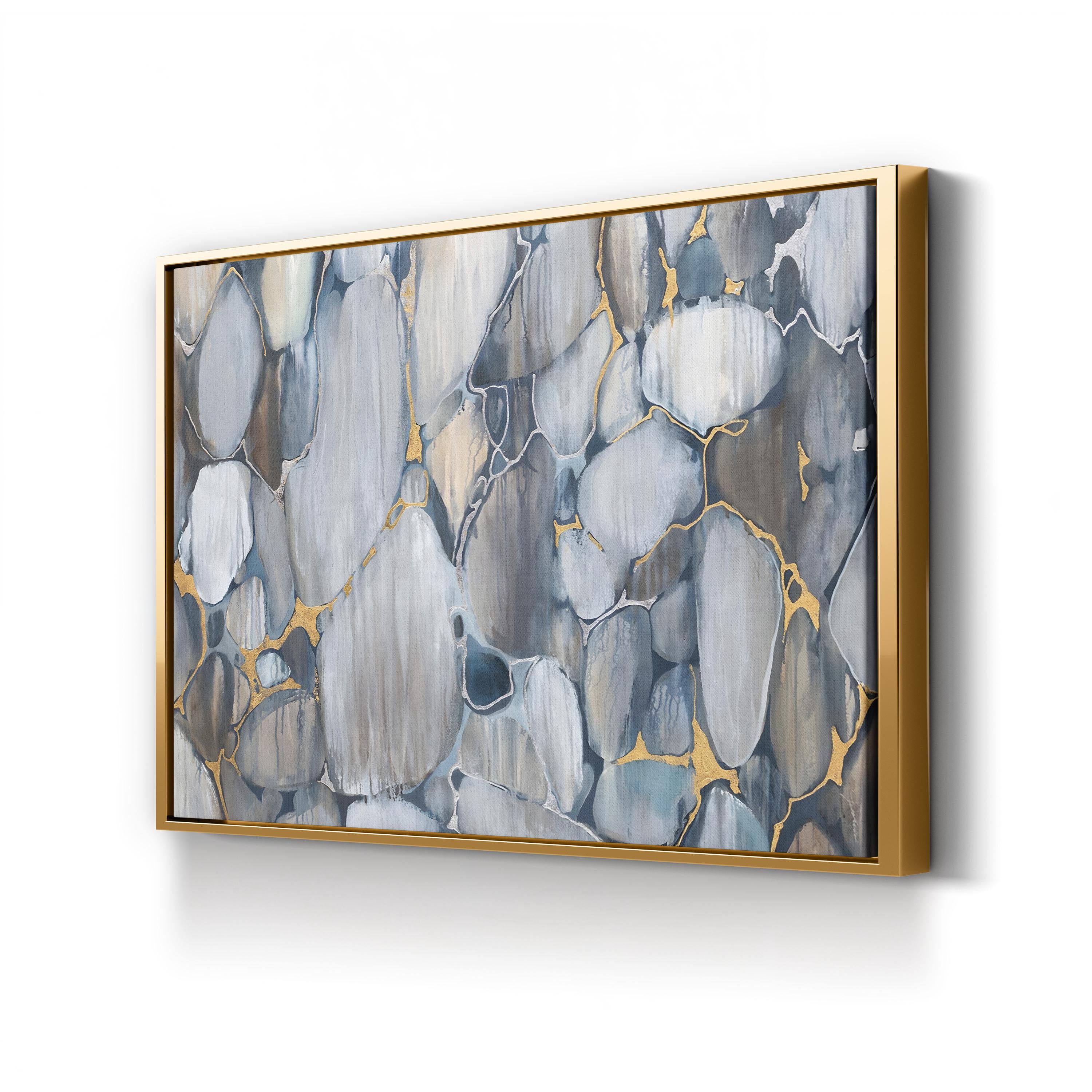 River Rocks Wall Art by Liz Jardine – Contemporary Abstract Stone Landscape Canvas Print