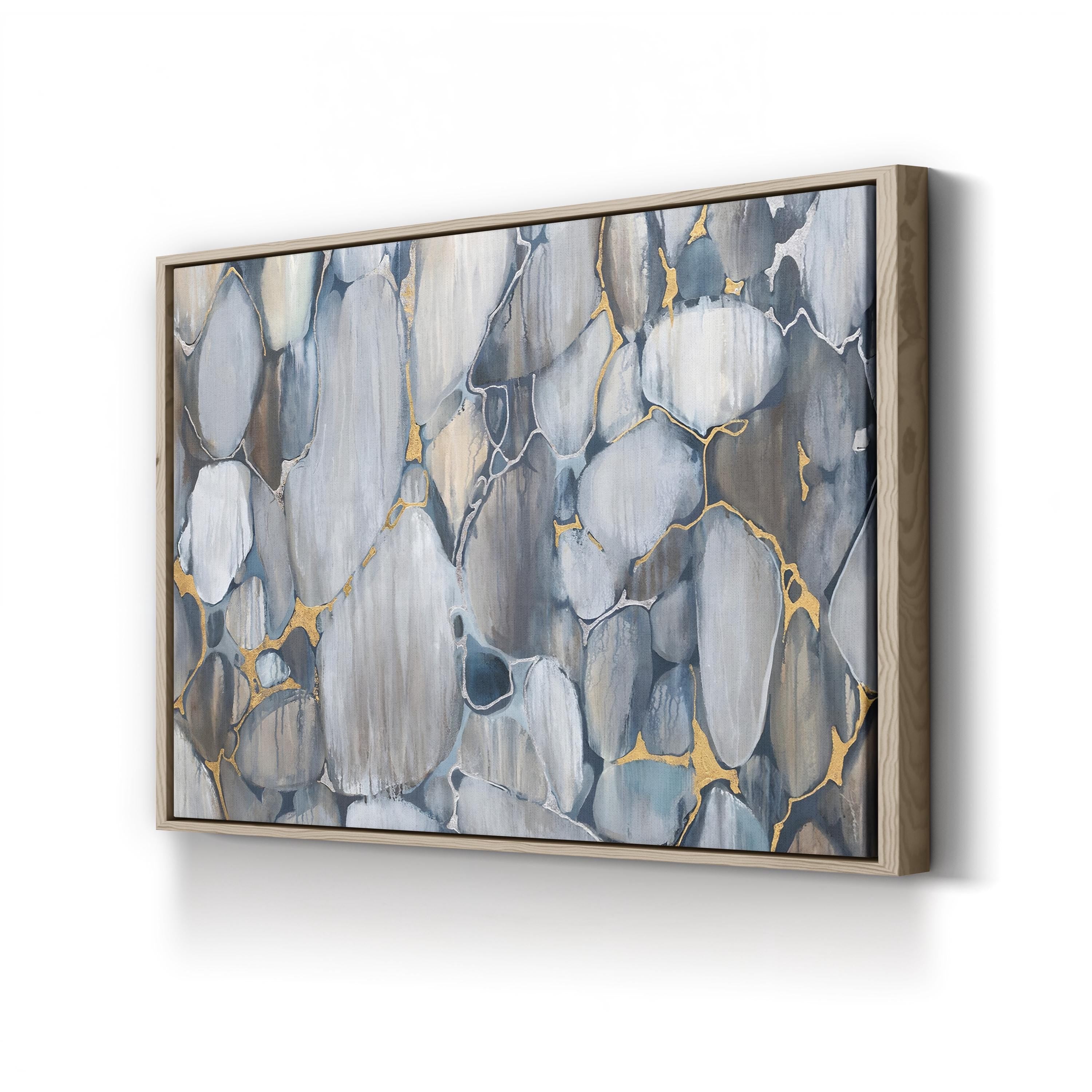 River Rocks Wall Art by Liz Jardine – Contemporary Abstract Stone Landscape Canvas Print